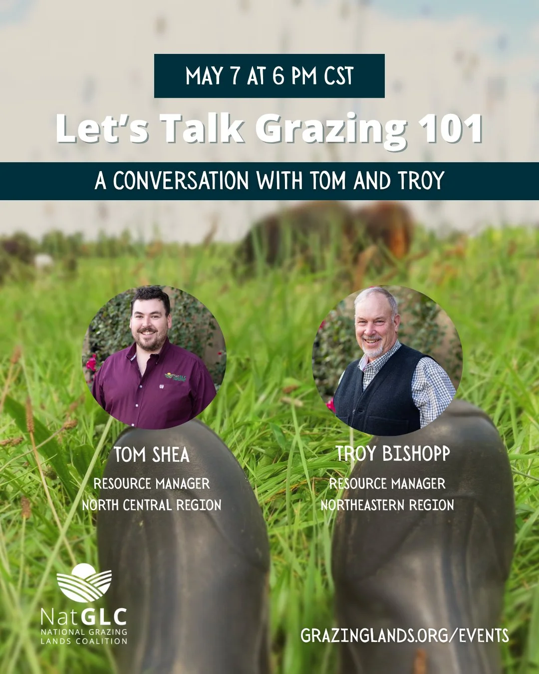 Have questions about grazing management? ⁠
⁠
Join us May 7 at 6 PM CST for Let&rsquo;s Talk Grazing 101, featuring NatGLC resource managers Tom Shae and Troy Bishopp. This session will cover the fundamentals of effective grazing management and offer 