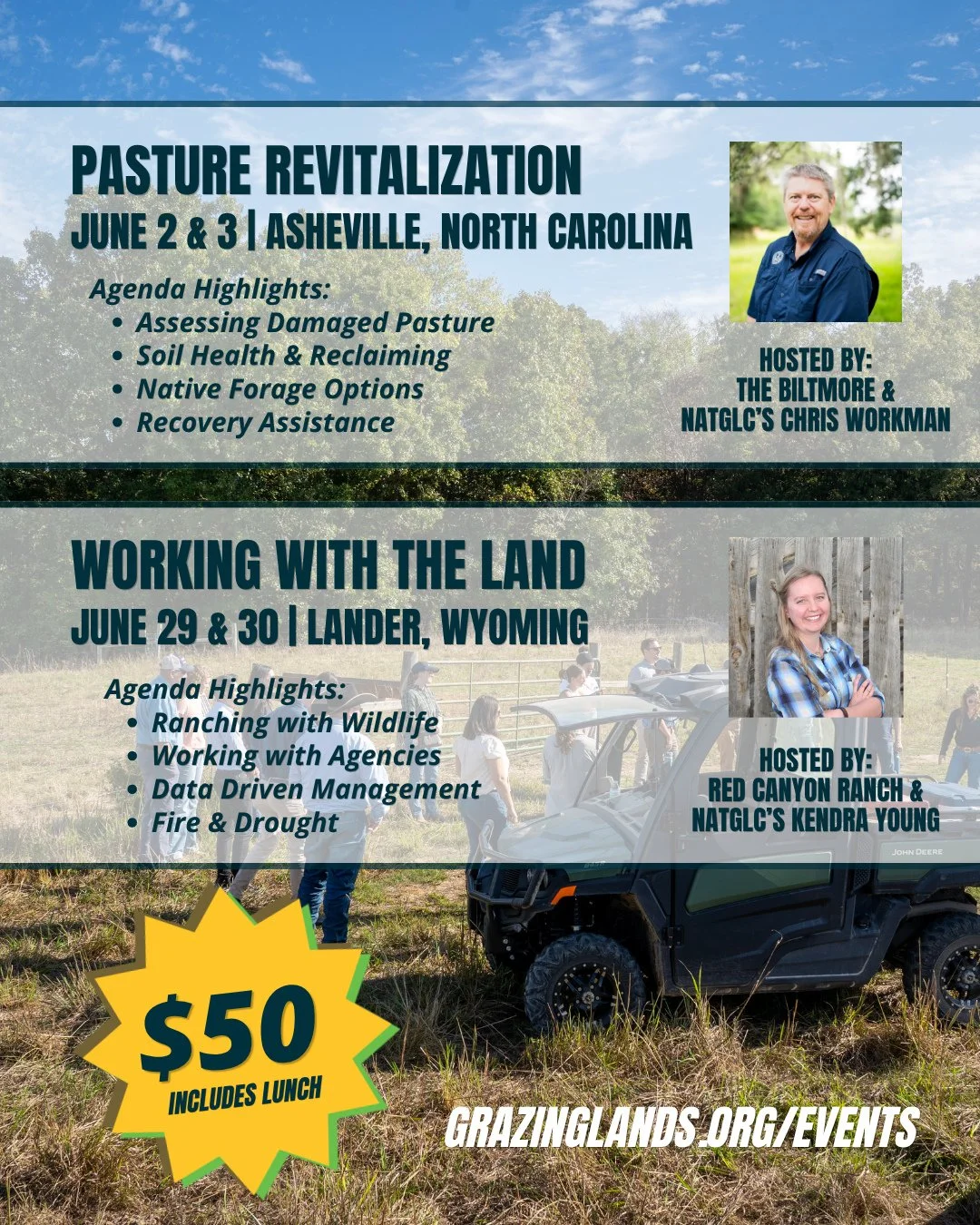 Registration is now open for all NatGLC regional courses! ⁠
⁠
Join us for two-day, in-depth learning experiences across the country designed to expand your knowledge, grow your network, and strengthen your impact on the land.⁠