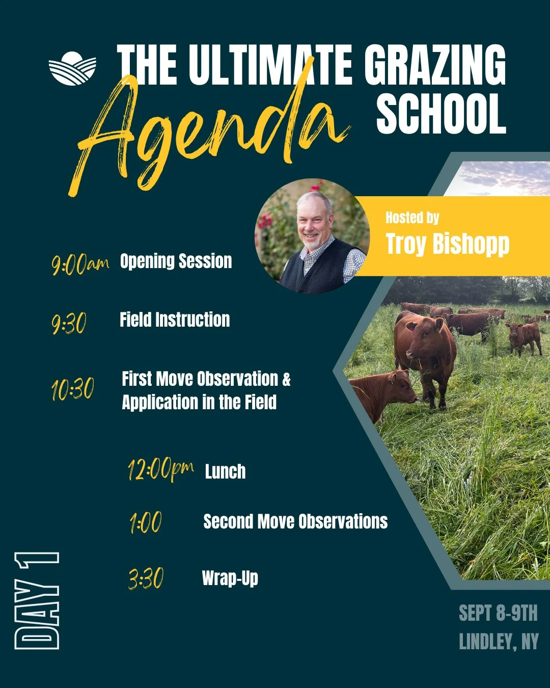 Mark your calendars for September 8&ndash;9, and join us for the Ultimate Grazing School with Northeast Region Resource Manager Troy Bishopp. For just $50 bucks, you'll get two days packed with practical grazing strategies, hands-on learning, and val