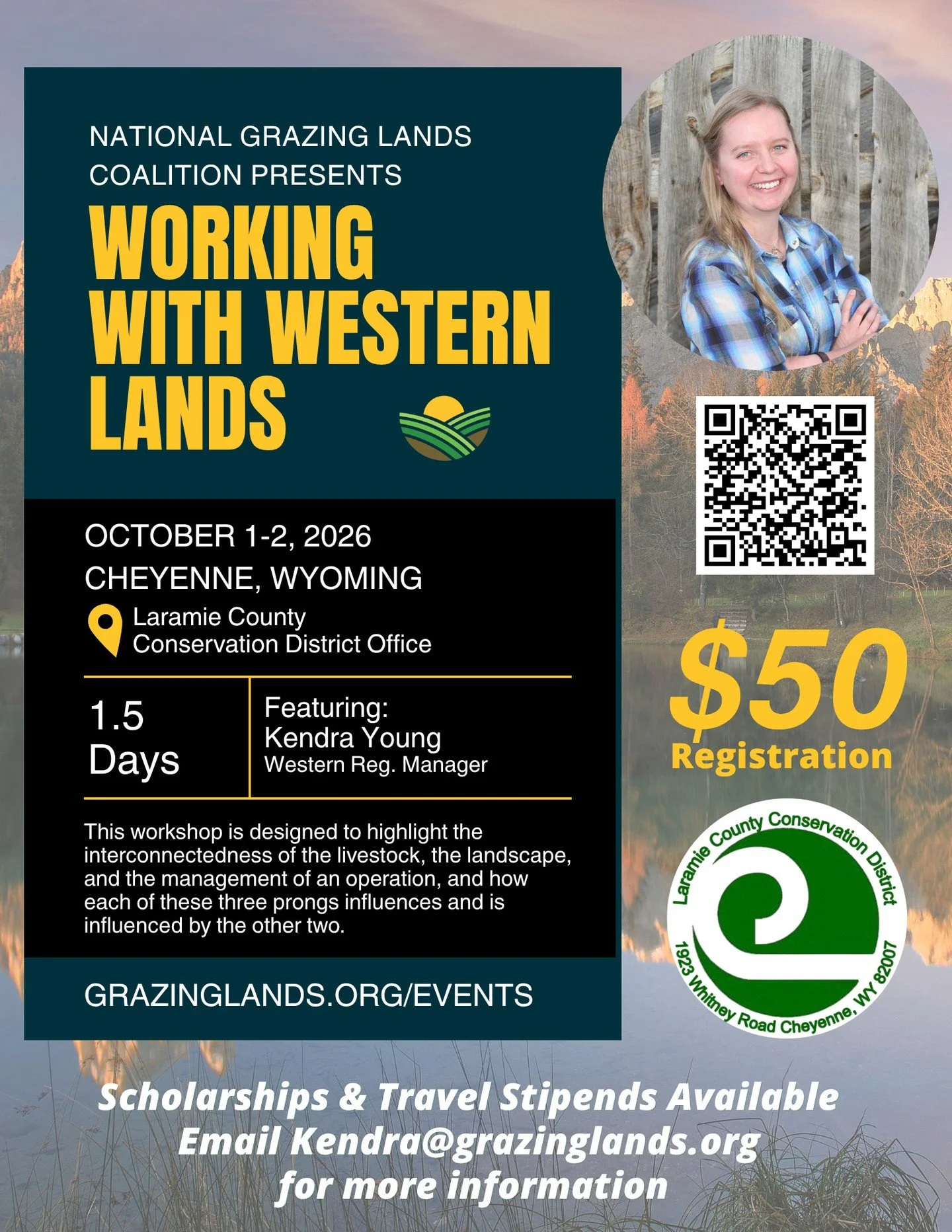 Hey Wyoming 👋 NatGLC's Western Regional Resource Manager is partnering with the Laramie County Conservation District to put on "Working with Western Lands," a course designed to share real life scenarios of raising livestock in the west, a