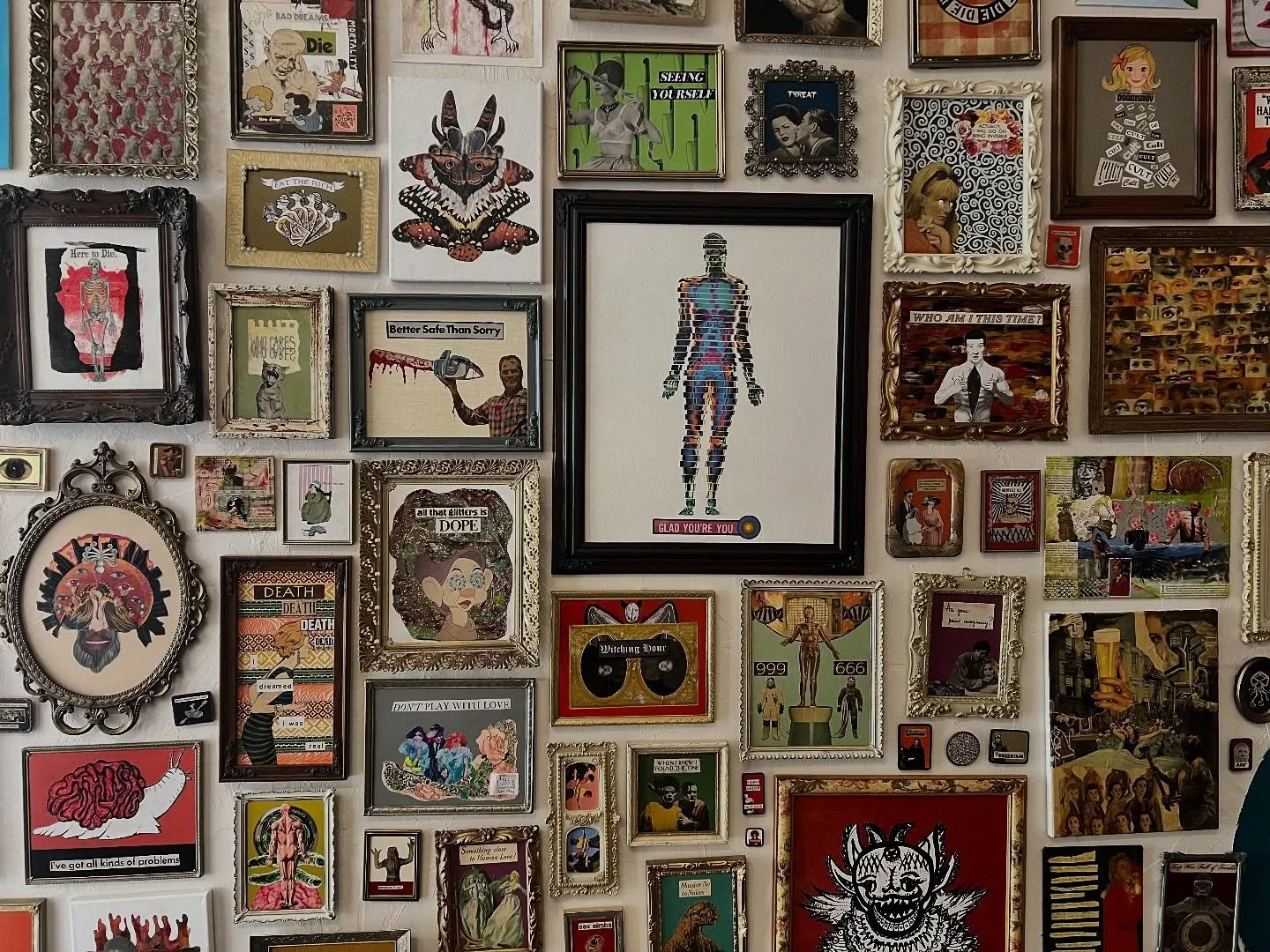We&rsquo;ve added a new wall of art to the gift shop. Be sure to gaze upon it while you&rsquo;re experiencing the immersive this weekend. 

♾️ We&rsquo;re open Thursday - Sunday 12pm - 11pm. Get tickets on our website. 🎟️

All art by @jasonkellart
