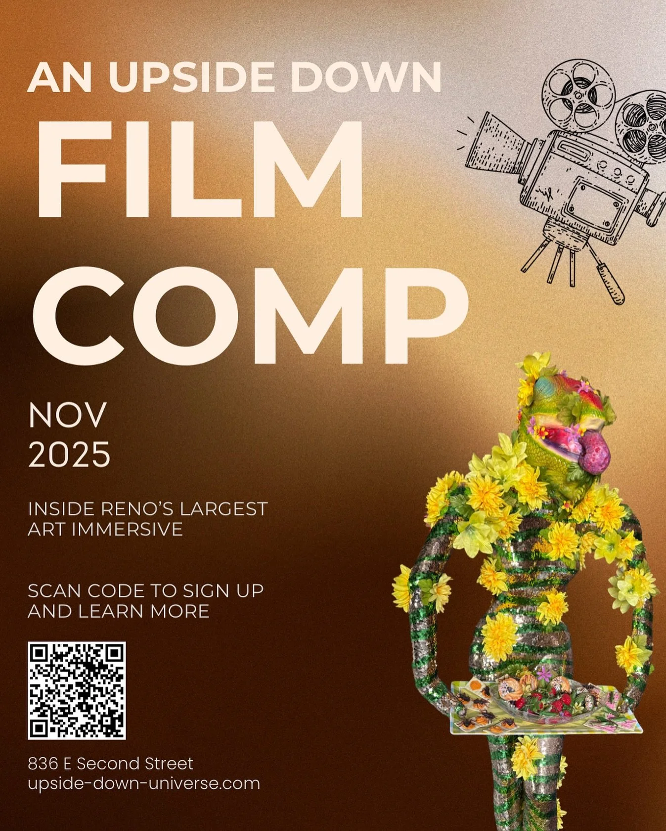 Shoot a short in Reno&rsquo;s Premier Art Set 
An Upside Down Film Comp 

We are teaming up with @actioncamerareno to bring you the first ever Short Film Competition inside the new exhibit. 

We only have room for 20 teams - so sign up now! Link in b