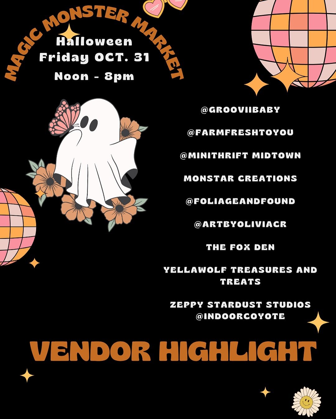 We&rsquo;re closing in on Halloween with some vendor highlights! 

We can&rsquo;t wait to see you all dressed your spooky best this Friday 🎃👻 

Get your tickets link in bio 🎃