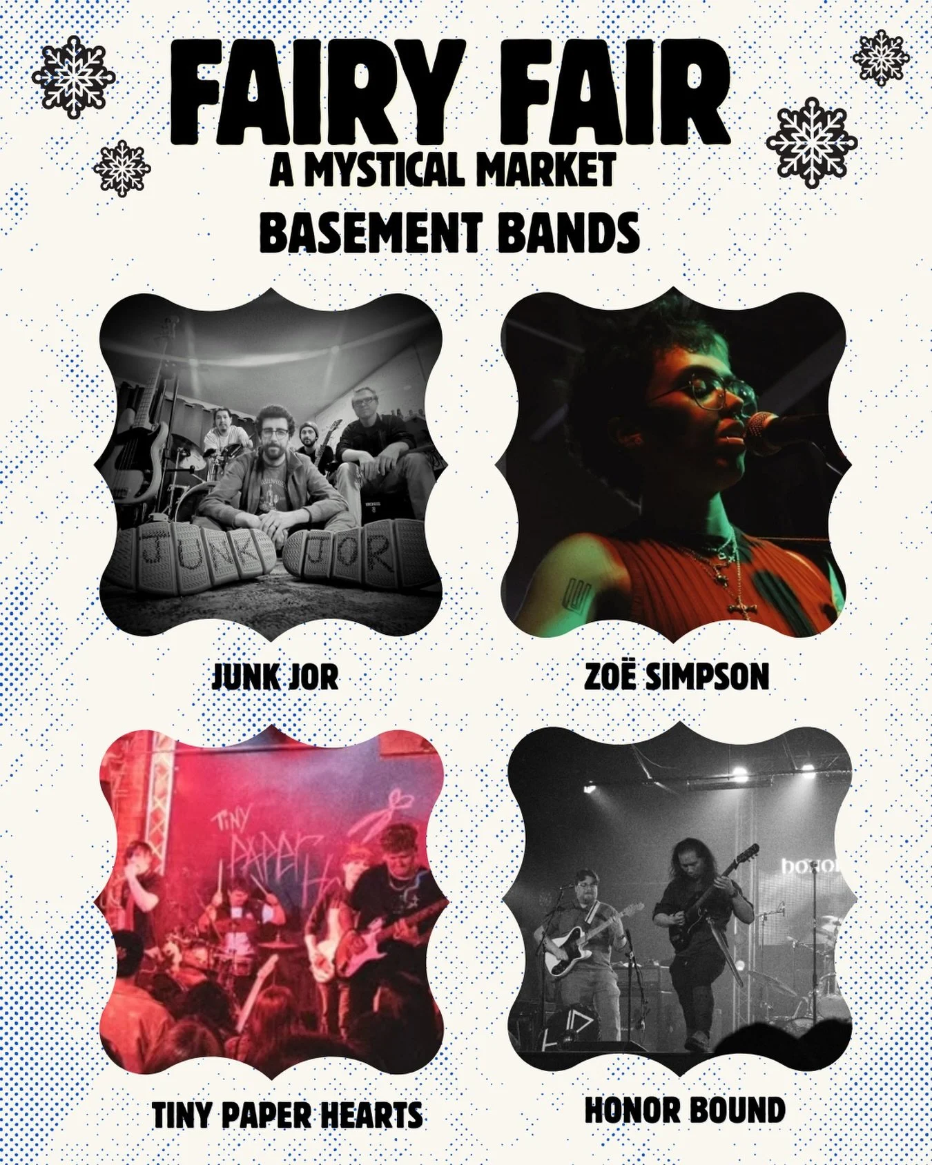 We&rsquo;ve got four incredible musical acts rocking the basement this Fairy Fair! Catch Junk Jor, @zsimpson.23, Honor Bound and @tinypaperhearts from 4pm - 8pm. 

And @desertgems_reno will be in our basement mole room slinging tooth gems! Get the bl