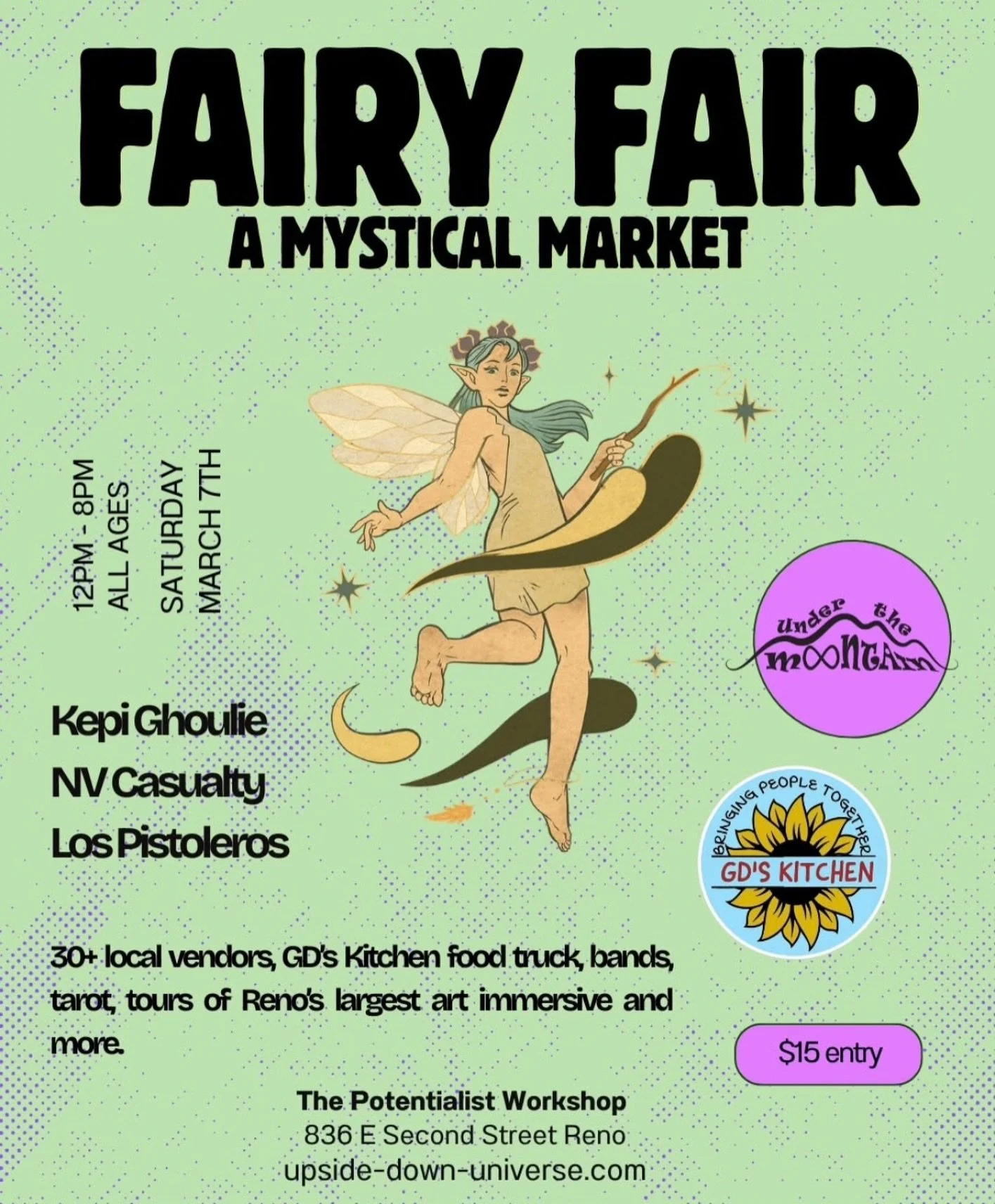 We&rsquo;re bringing in the Spring with our March Fairy Fair! Join us on March 7th for another radical day of magic featuring local artists, awesome bands, @gdsfoodtruck and tons of art! ✨🧚&zwj;♀️🌷🌿