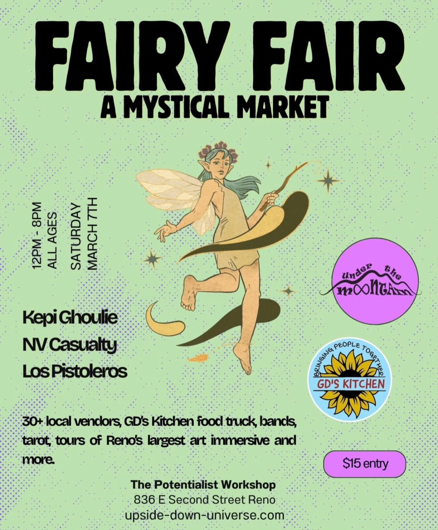 We&rsquo;re bringing in the Spring with our March Fairy Fair! Join us on March 7th for another radical day of magic featuring local artists, awesome bands, @gdsfoodtruck and tons of art! ✨🧚&zwj;♀️🌷🌿