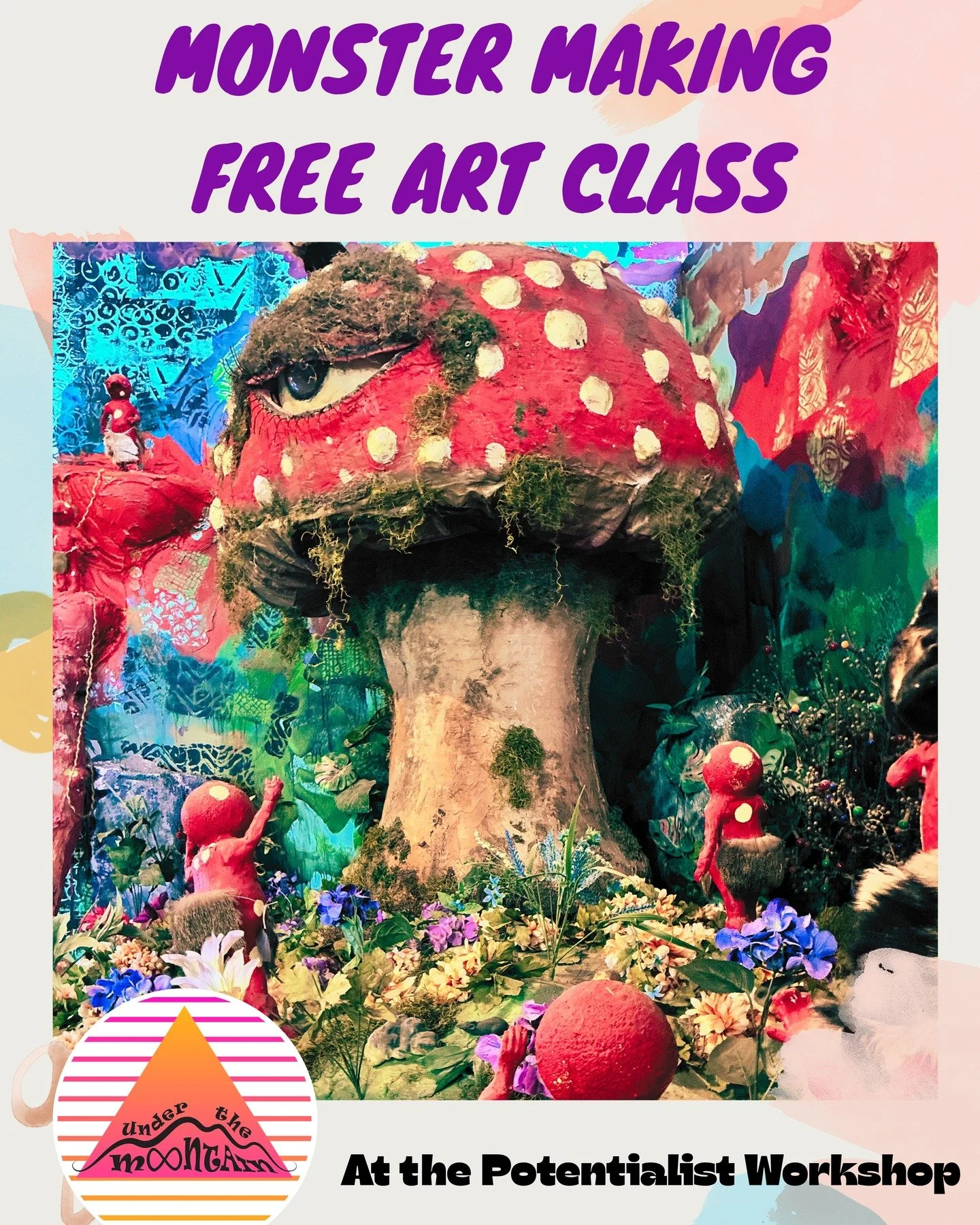 This Wednesday at @potentialist_workshop on E 2nd Street! Kids ages 5 - 12 are invited to join us for another edition of Monster Making! This is a free art class in Reno's largest art immersive! 

All materials are provided. Paint monsters surrounded