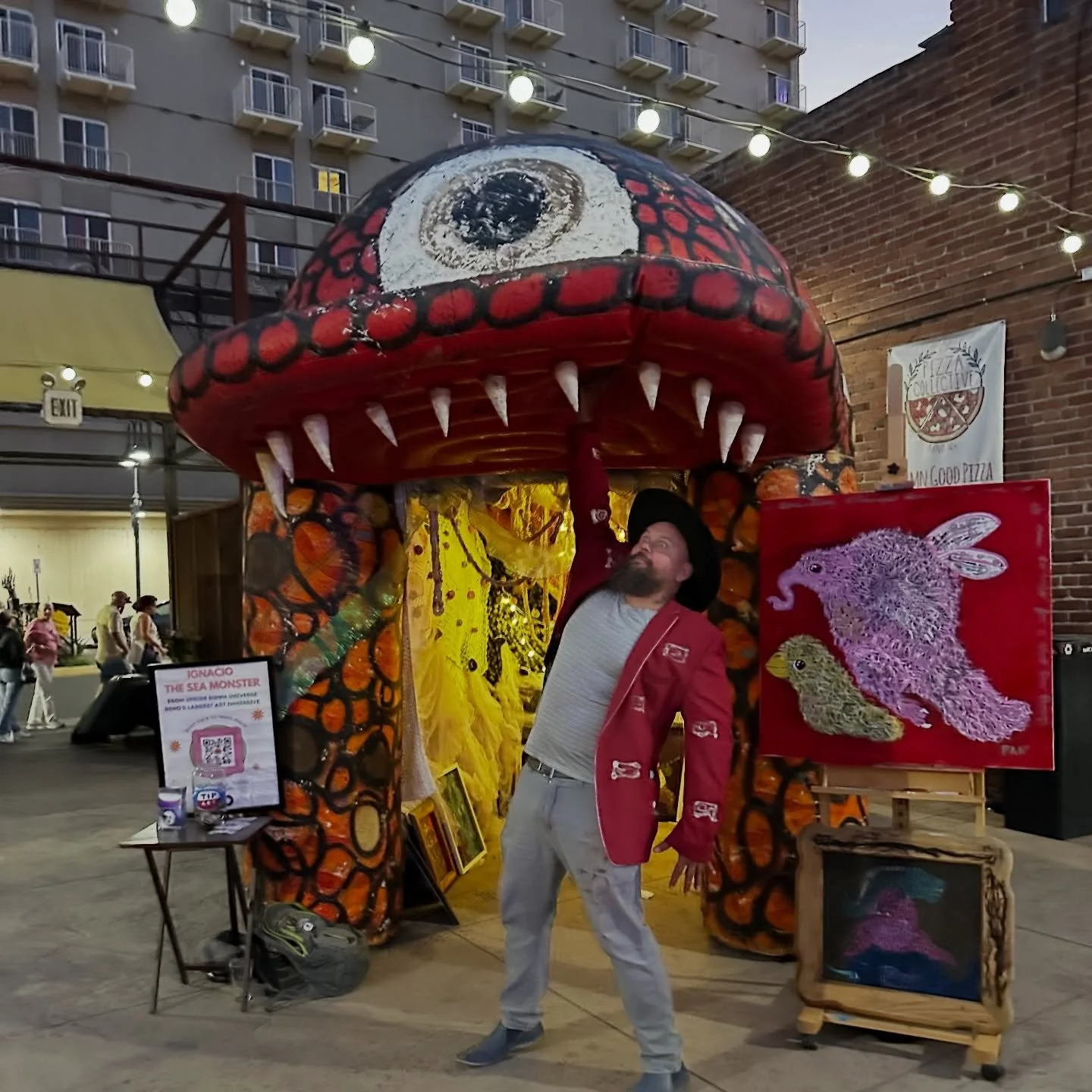 A lovely summer night for painting and sea monsters at @wsm.events for @renoisartown! ✨ We brought a little bit of the Upside Down Universe to downtown Reno.