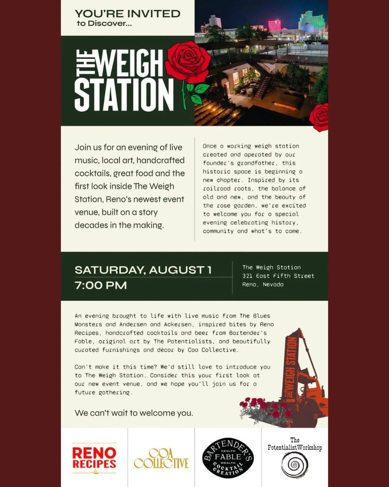 We&rsquo;ve got another amazing collaboration coming up this Saturday! We&rsquo;ll have tons of art on display from a selection of fantastic creatives from Reno! Stop by and party with us! 🌹 🌹 🌹