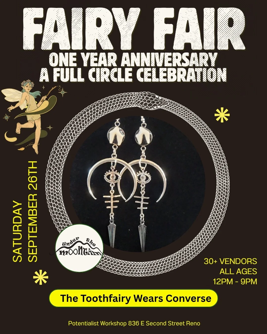Need more whimsy in your life?

That's what the Fairy Fair is all about!

Come shop our mystical market! Listen to amazing live music, make a fairy wand with a unicorn, explore our immersive art space, eat some delicious noms and enjoy the artist rec