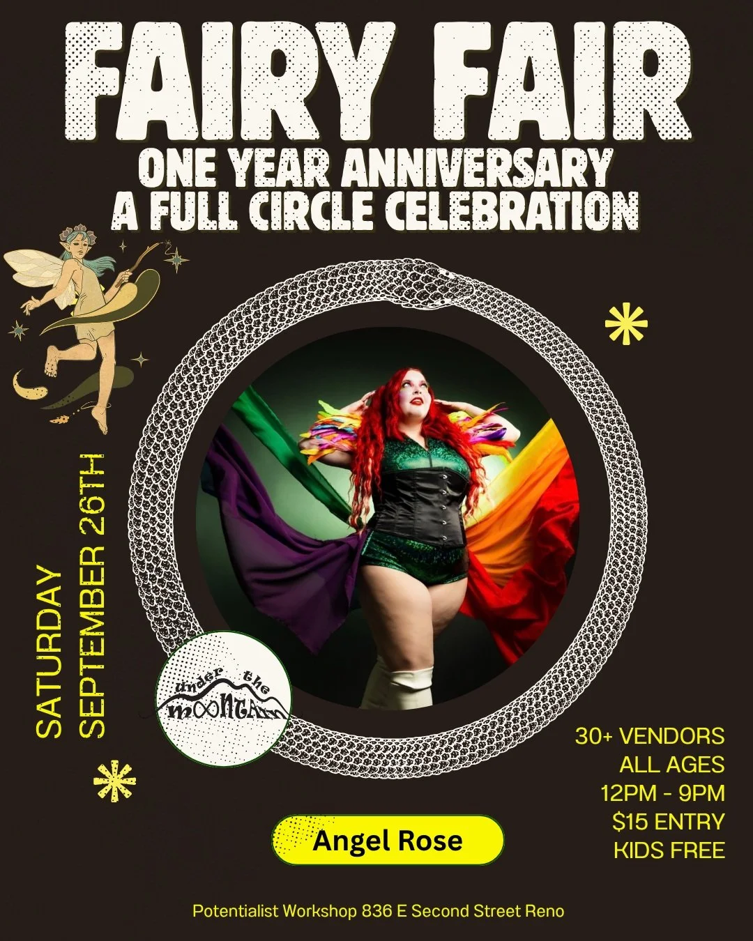 Your Fairy Fair One-Year Anniversary Lineup! 🧚&zwj;♂️💫🍄

Time to rock the boat stage once again! 

🌹 Angel Rose - Not just songs&mdash;stories you can feel. Angel Rose blends theatrical pop with dark fantasy energy, creating music that pulls you 