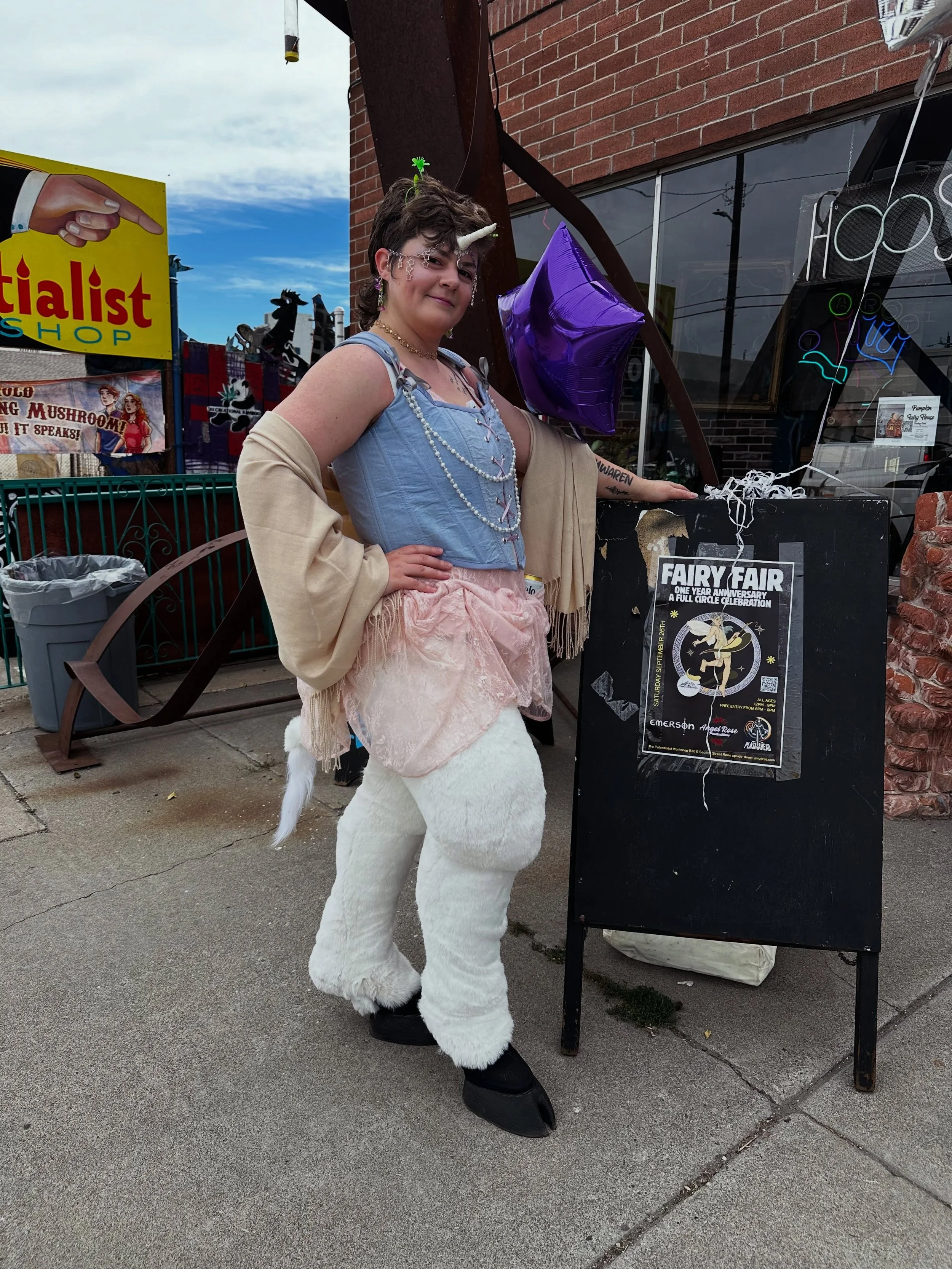 Pennyroyal the unicorn is at the fairy for a couple more hours! Come make a magic wand before Pen needs to disappear back into the mist! 🦄