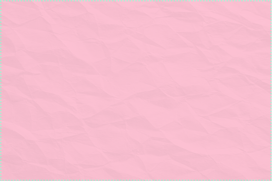 The image is a pink crumpled paper background with dotted borders on the top, left, and right sides.