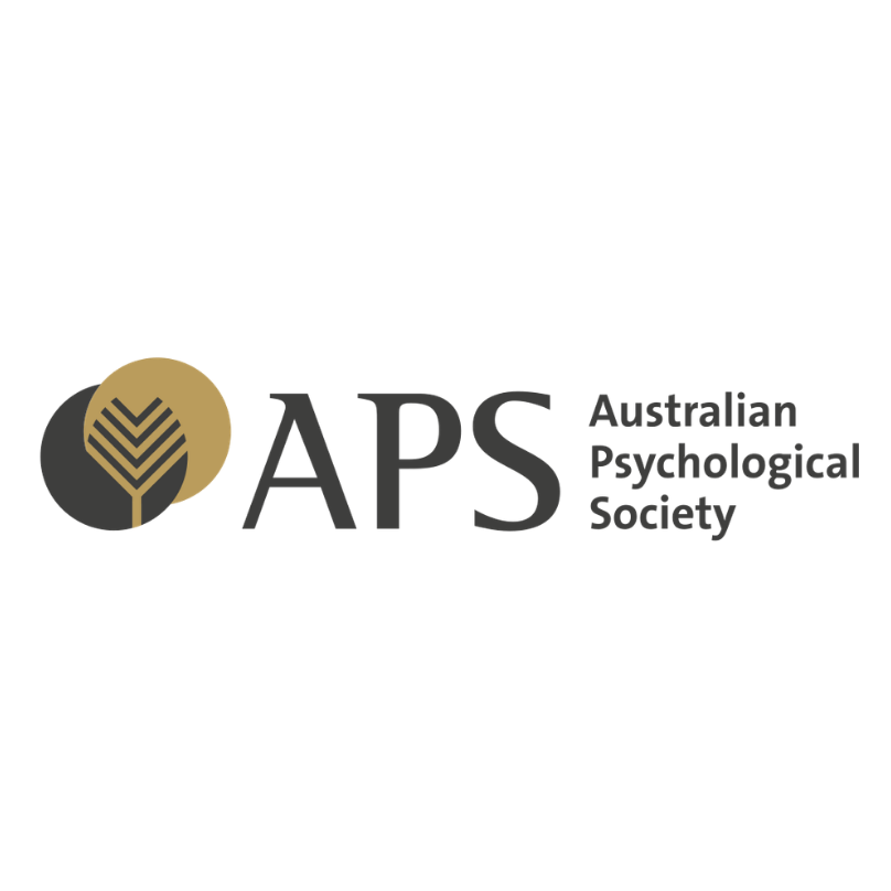 Logo of the Australian Psychological Society with stylized tree icon and black and gold circular background.