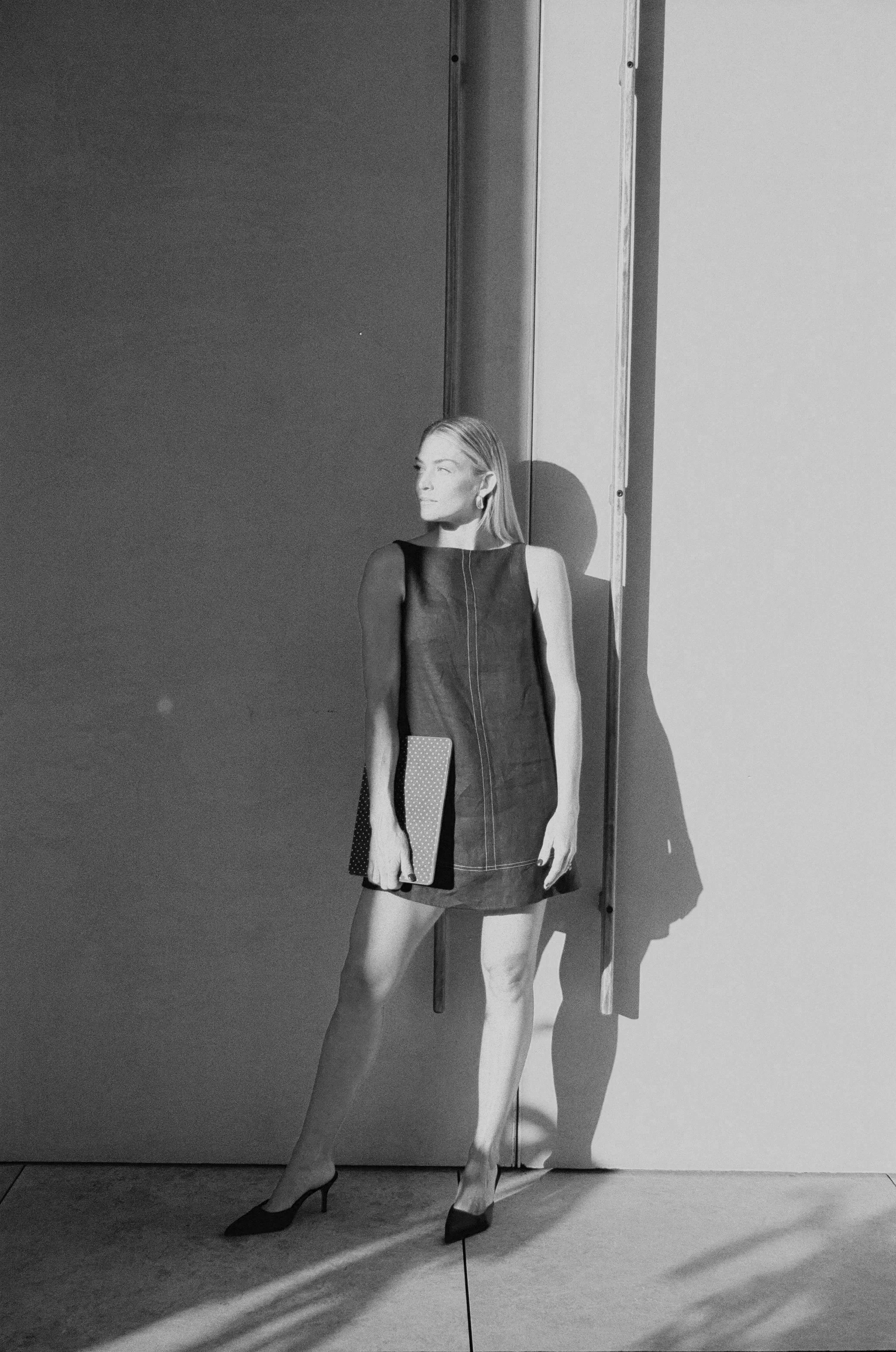 Lauren Murphy in a black dress