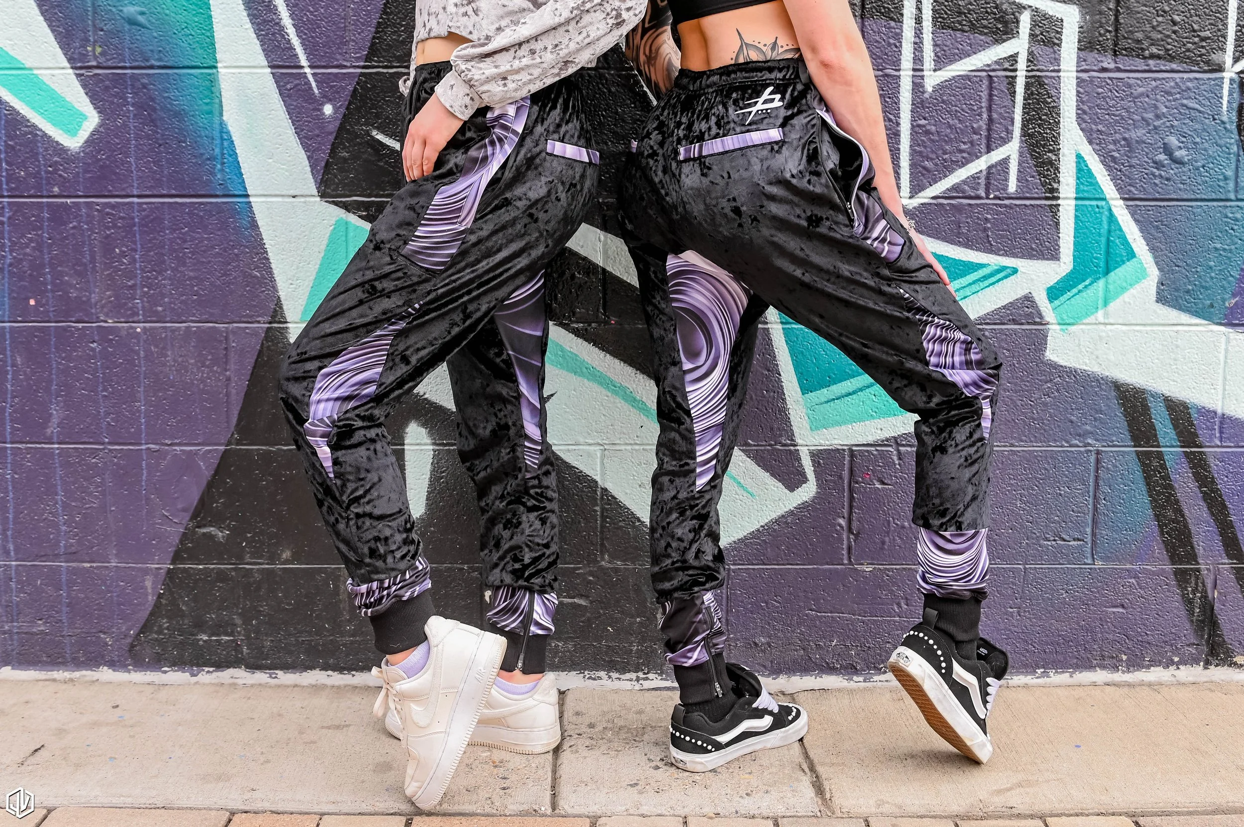 phLo Design Velvet Joggers V7 (( BLACK & SILVER ))