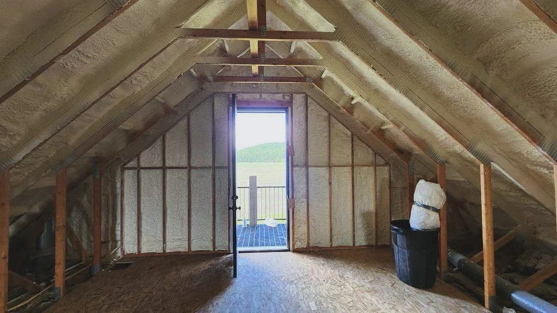 Base Camp Spray Foam in an upstairs room