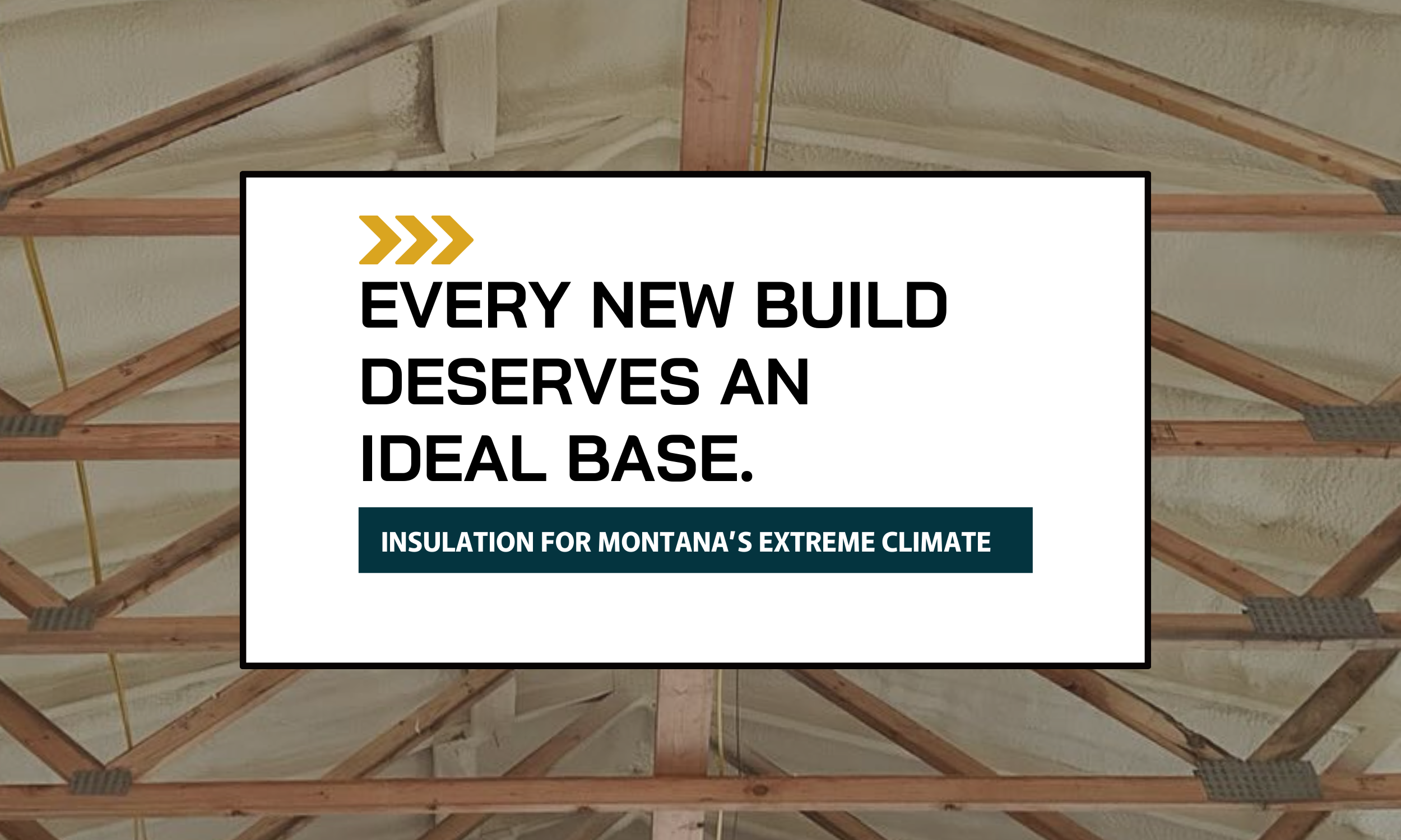 Base Camp Spray Foam Interior view of a building under construction showing wooden roof trusses and insulation on the ceiling.