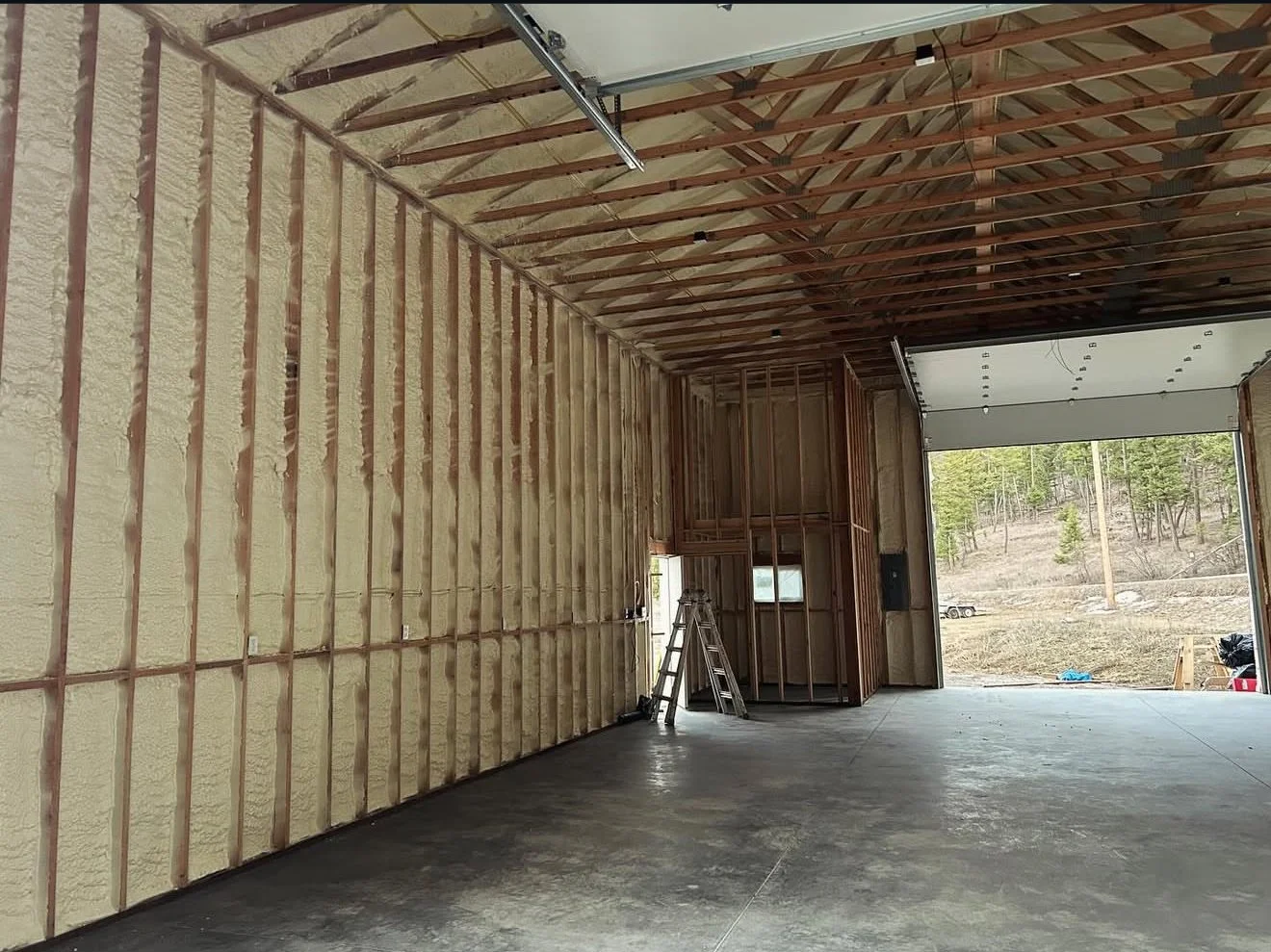 Base Camp Spray Foam in garage, Flathead Valley Montana