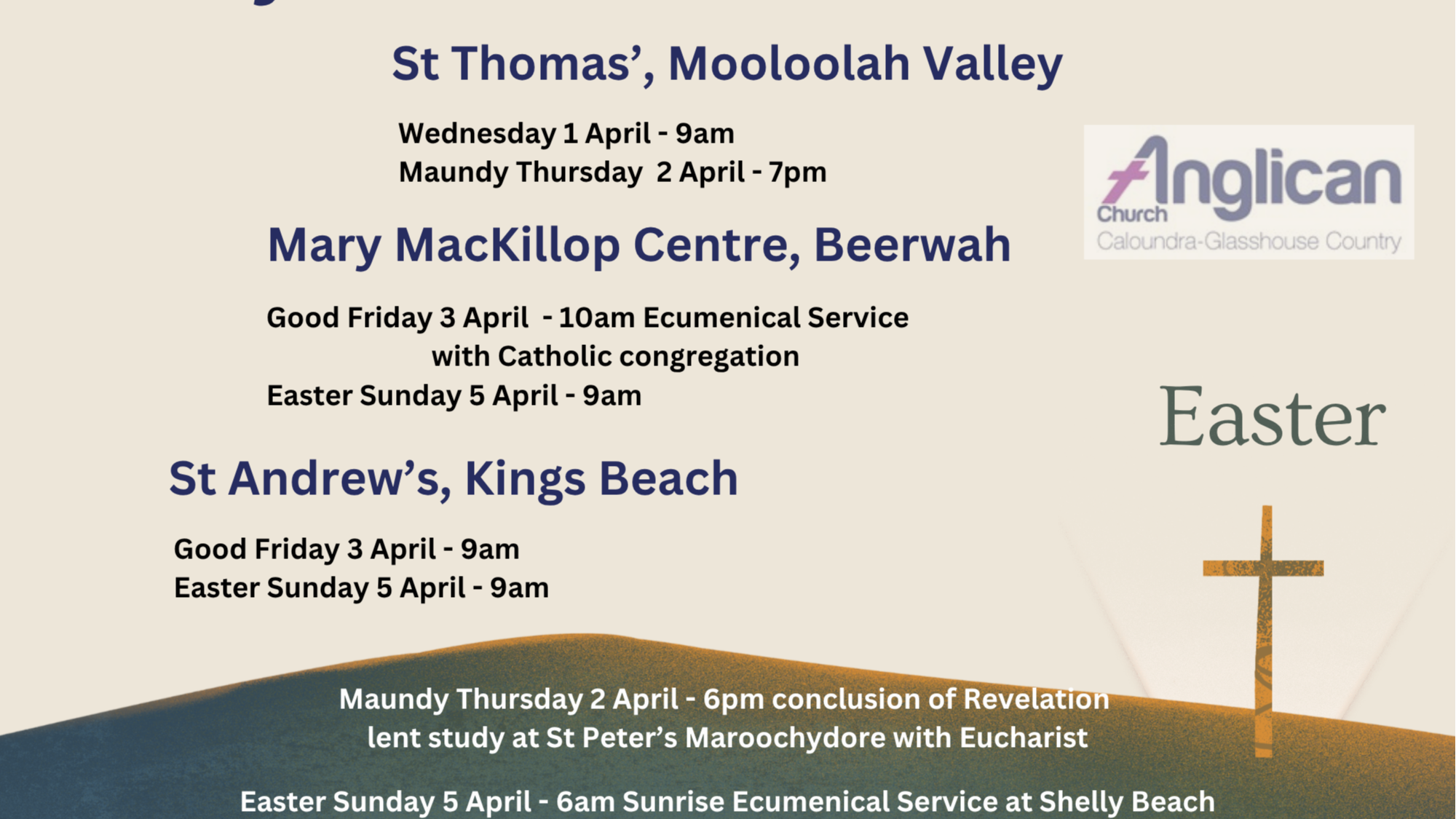 Holy Week Service Times