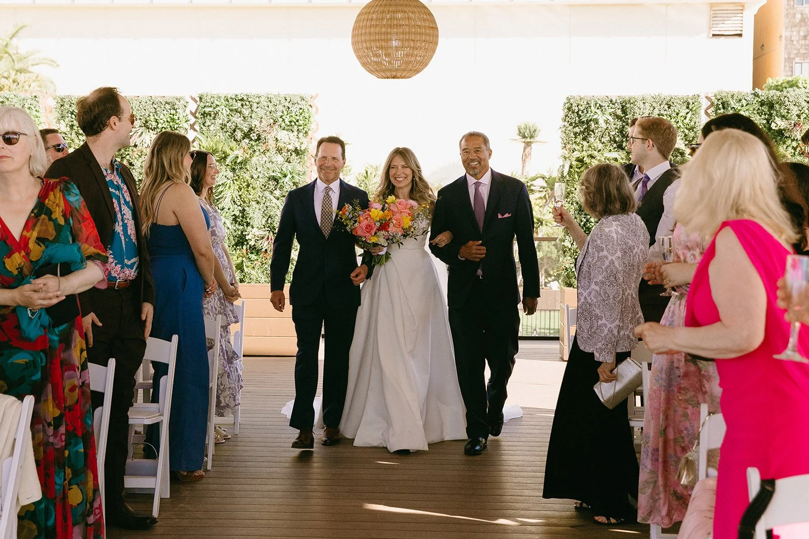 A bride walking down the aisle