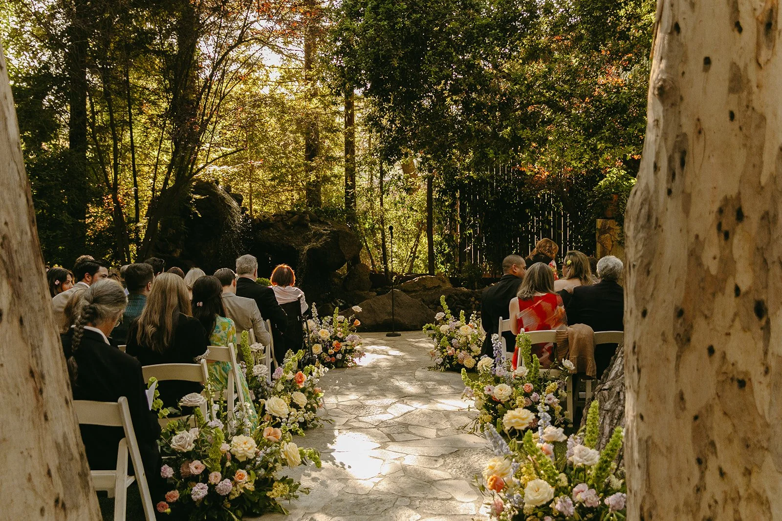 A wedding ceremony set up at Calamigos Ranch