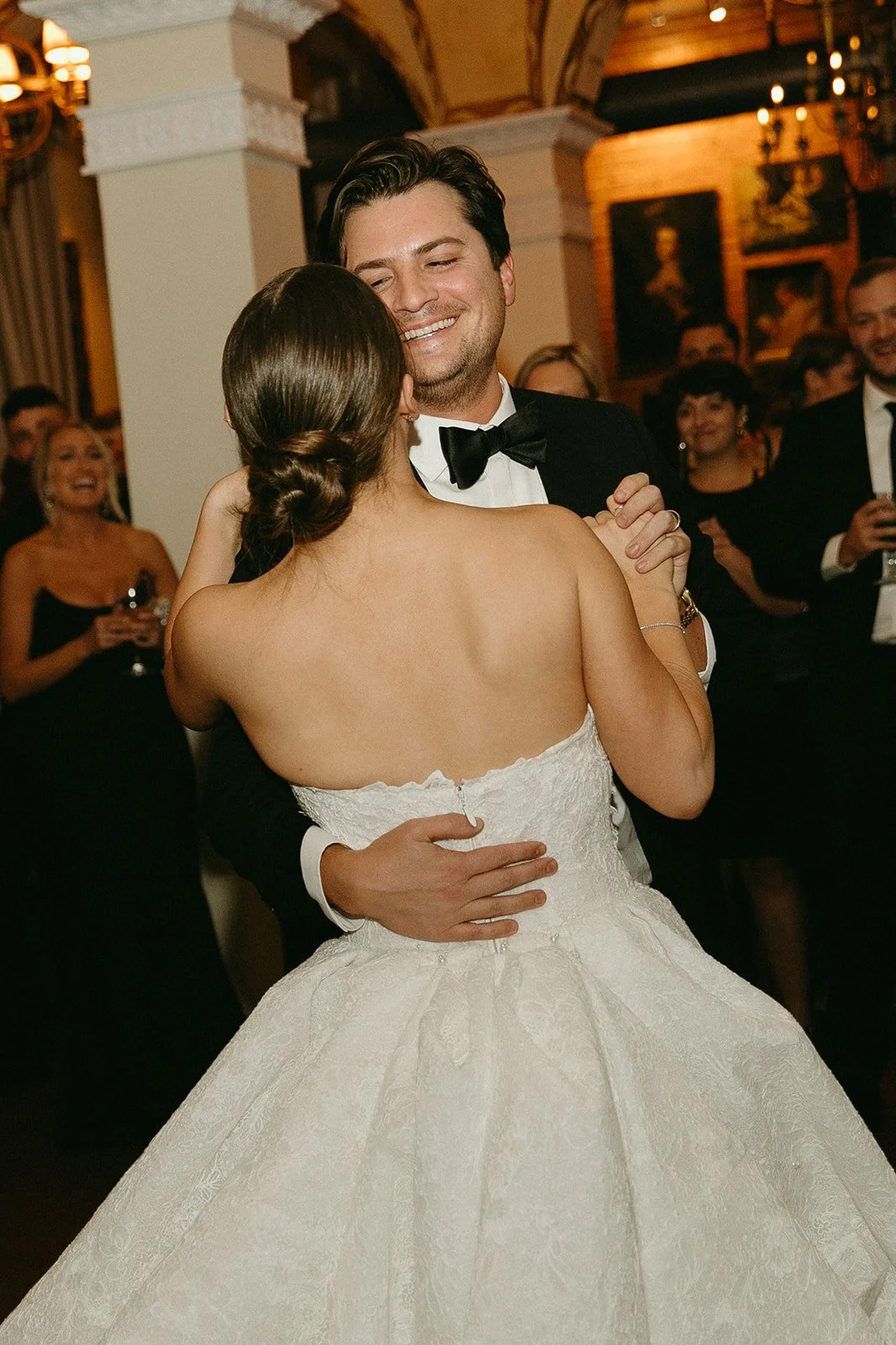 The bride and groom sharing their first dance together.