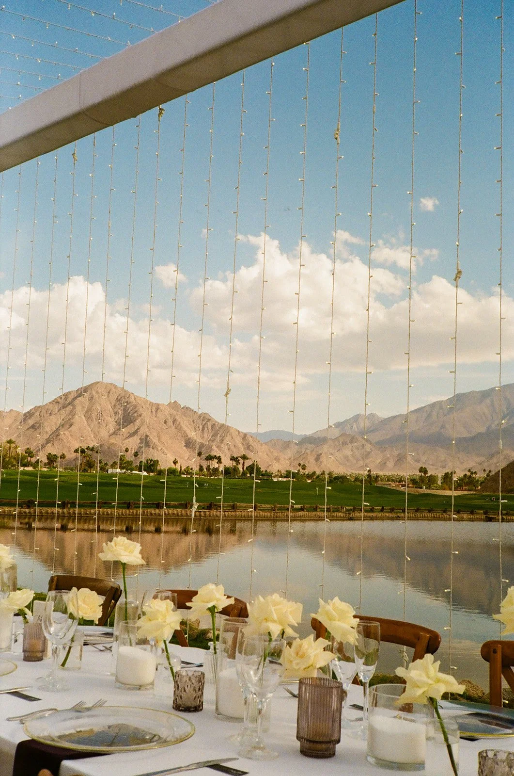 A palm springs wedding venue set up for a wedding reception