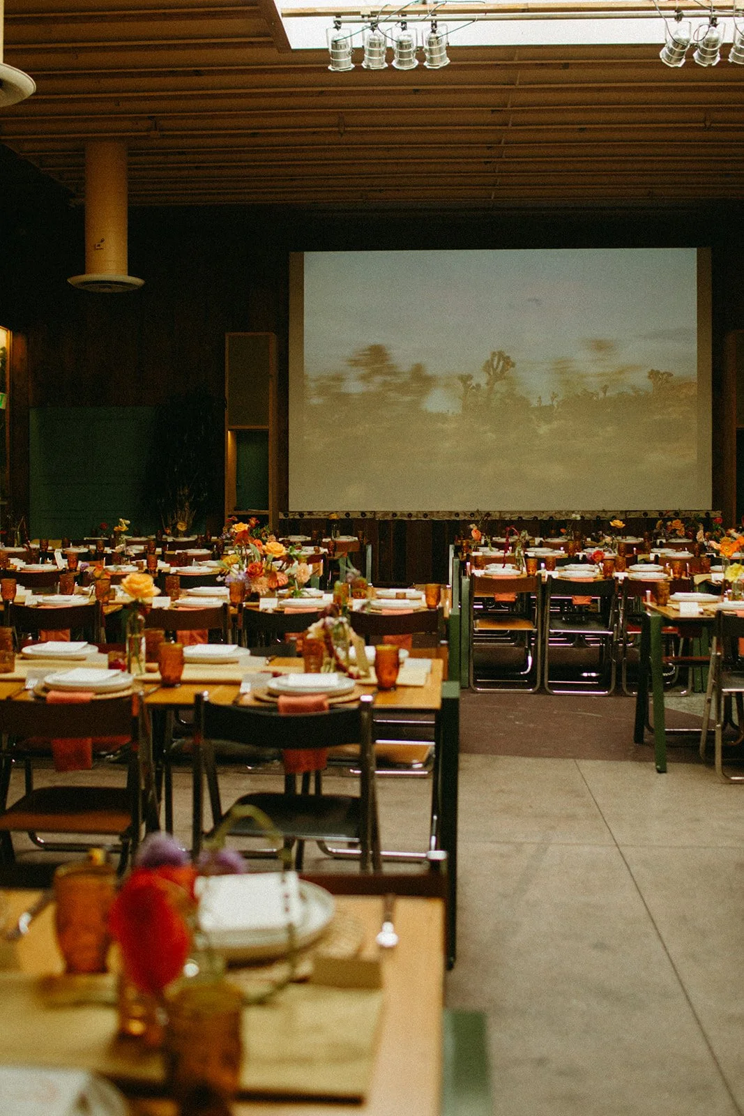 A wedding reception setup at VAlentine, a unique wedding venue in Los Angeles