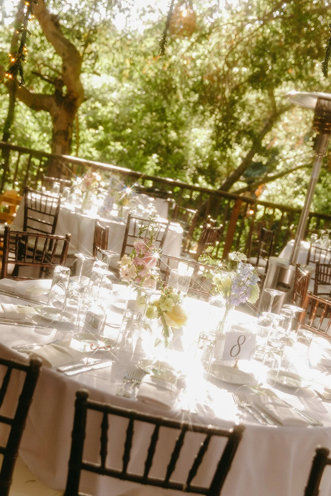 Wedding tables setup for an outdoor wedding reception