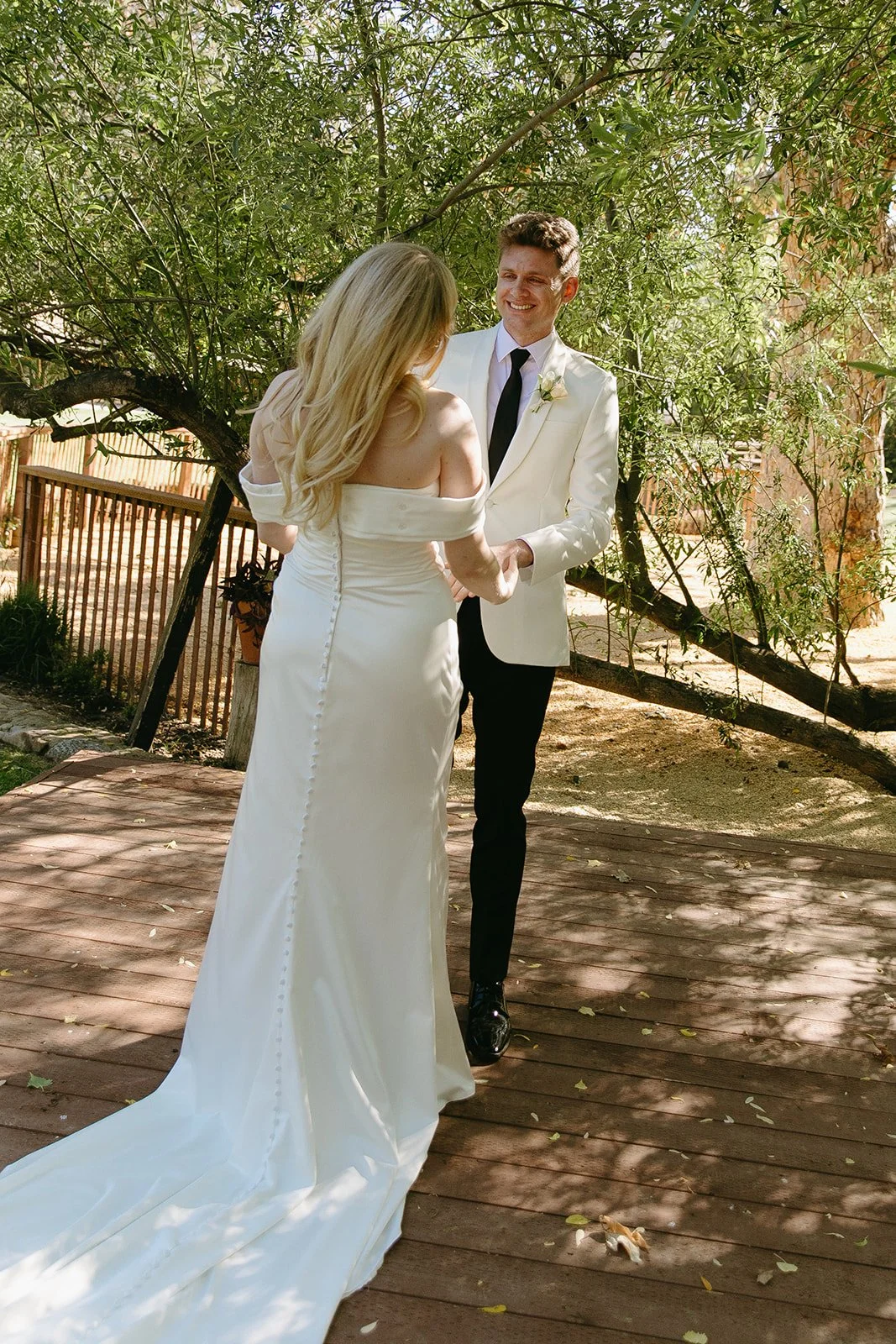 A groom's reaction to a wedding first look