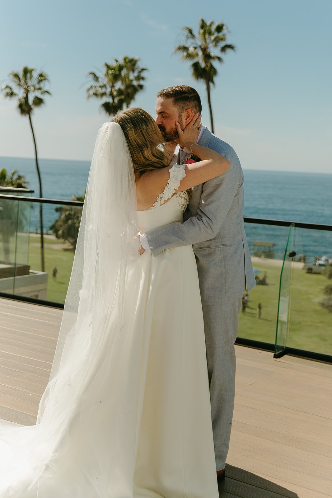 A groom's reaction to a first look with his bride