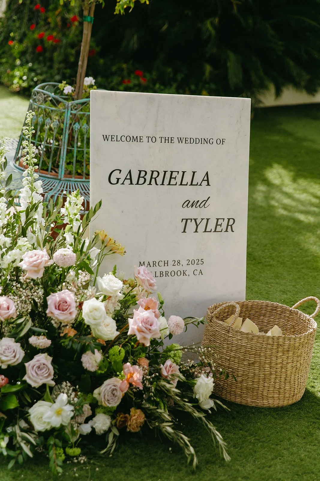 a welcome sign at a wedding ceremony