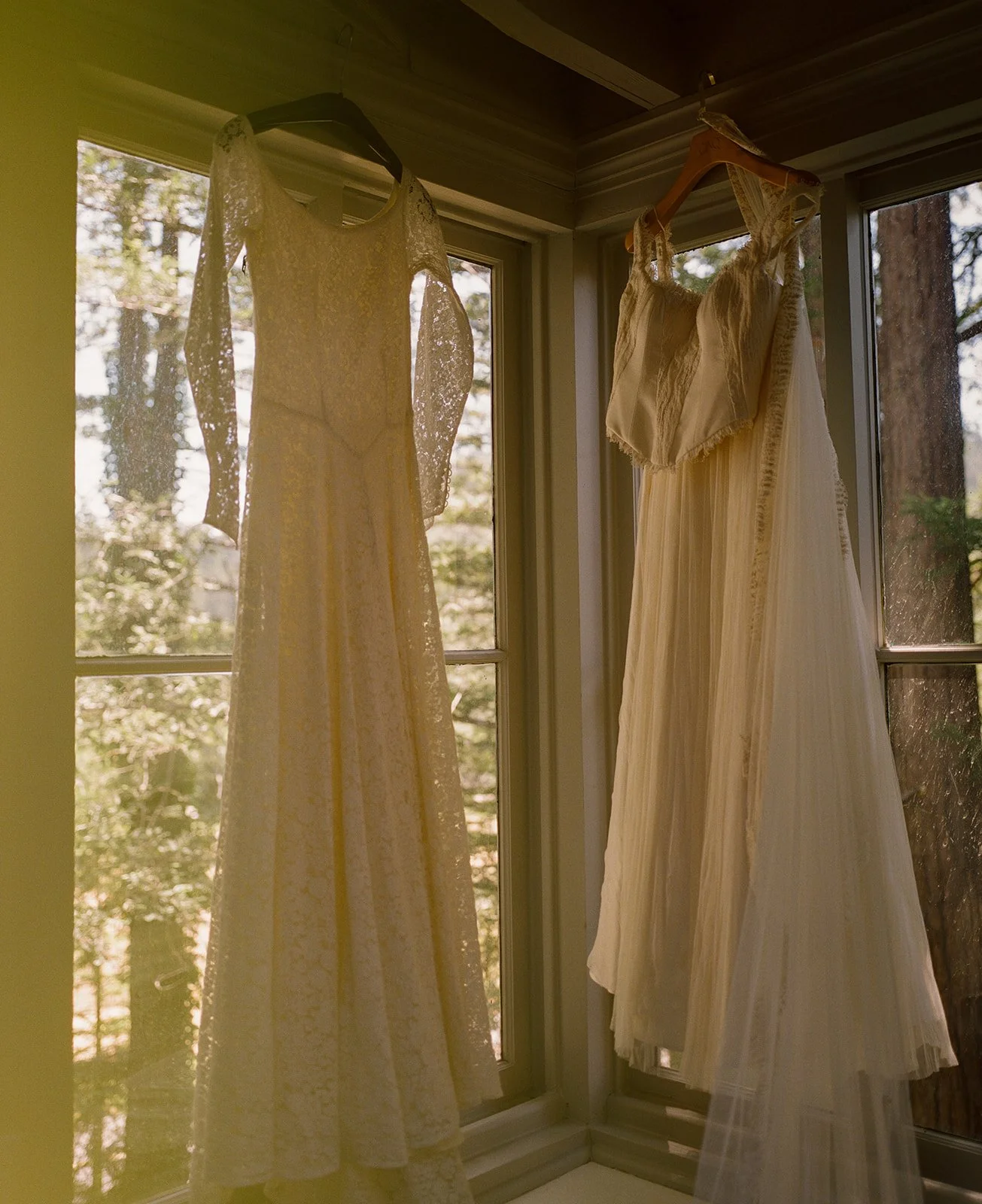 A bride's wedding dresses for her garden wedding