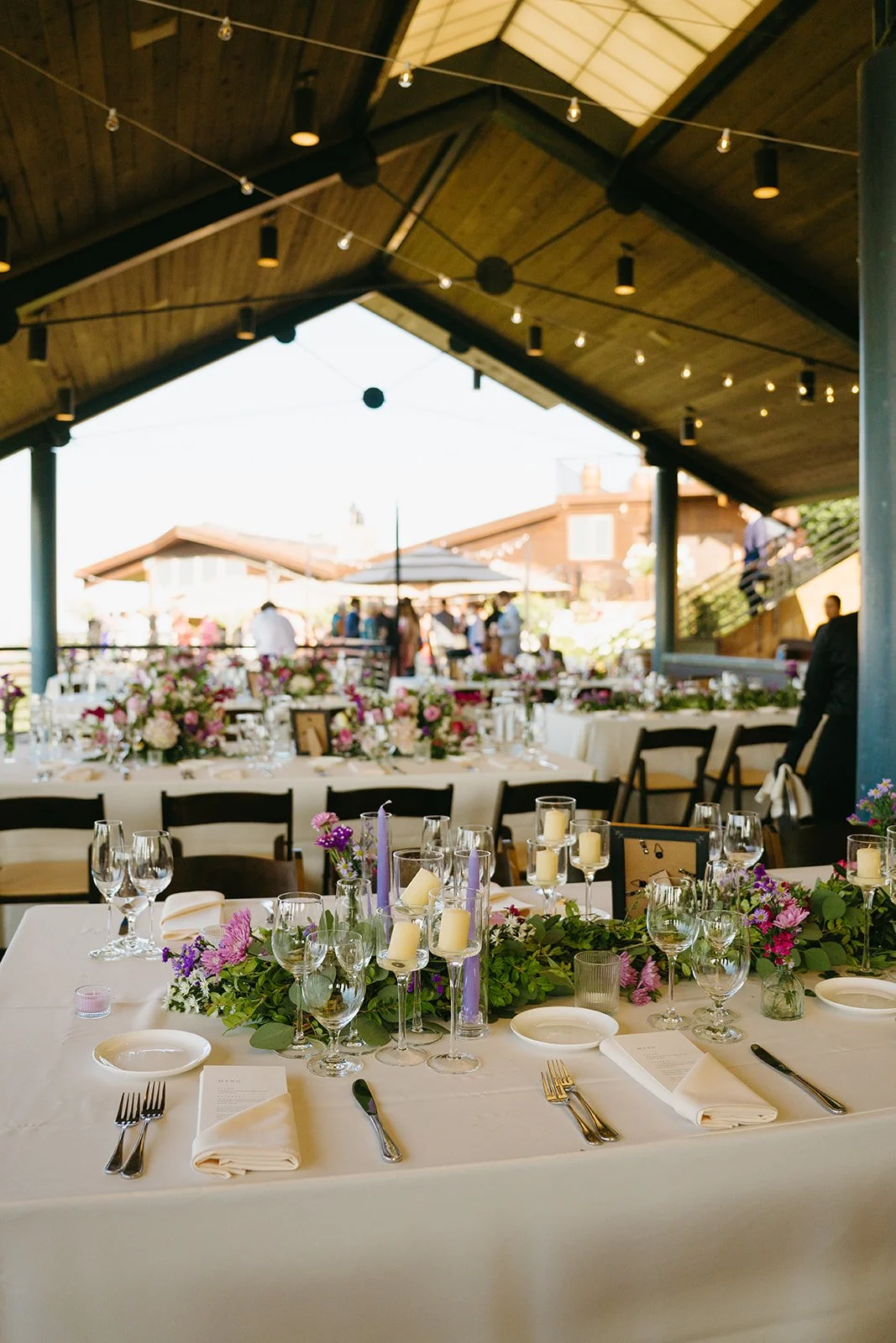 A wedding reception setup for a CAlifornia wedding
