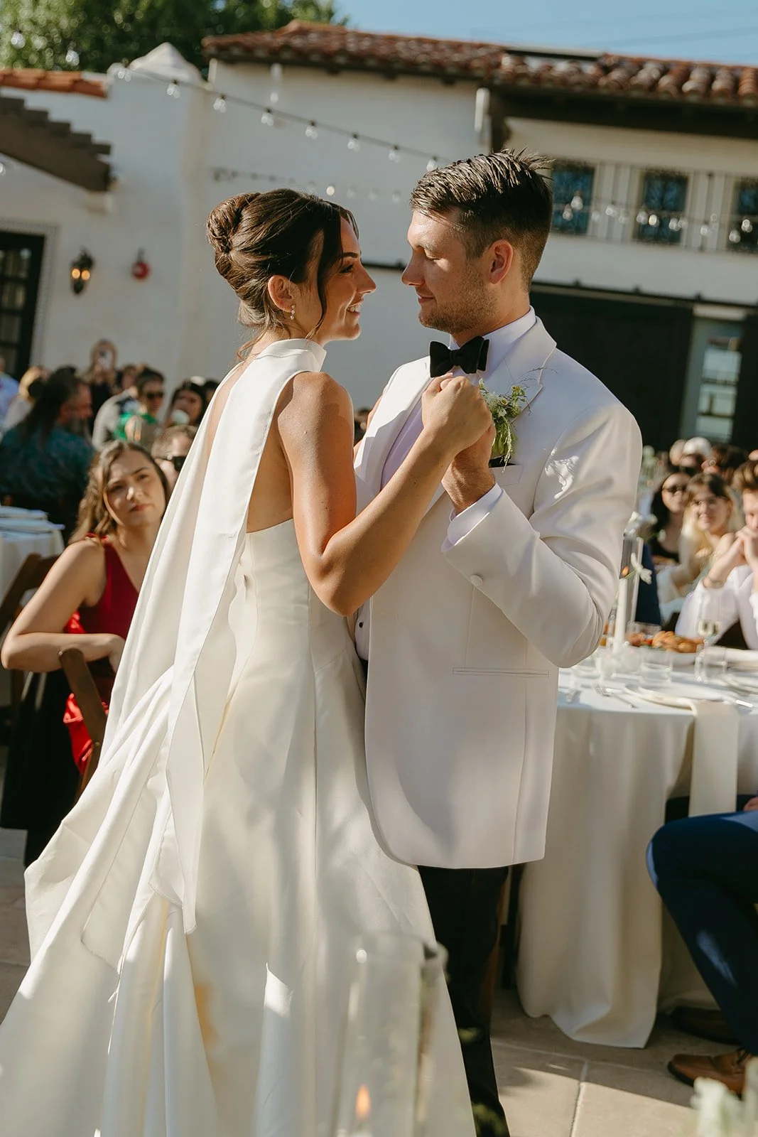 A couple dancing at their wedding reception