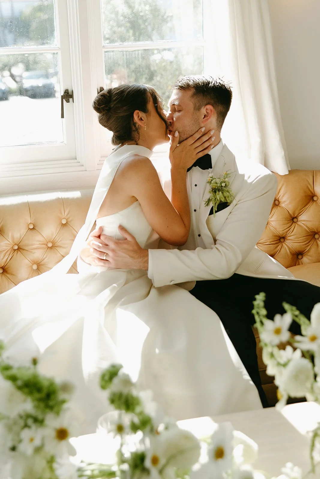 A bride and groom after their san clemente wedding ceremony