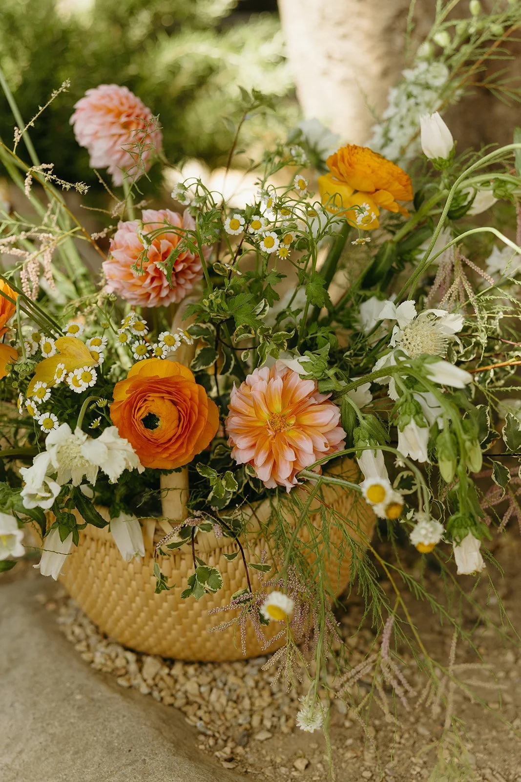 A wildflower wedding flower arrangement