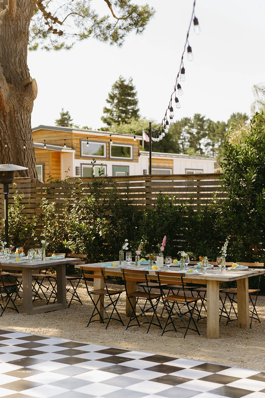 A small outdoor wedding reception setup at Bodega Los Alamos