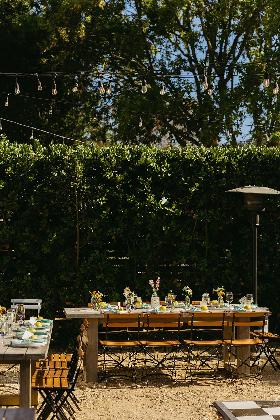 A small outdoor wedding reception setup at Bodega Los Alamos