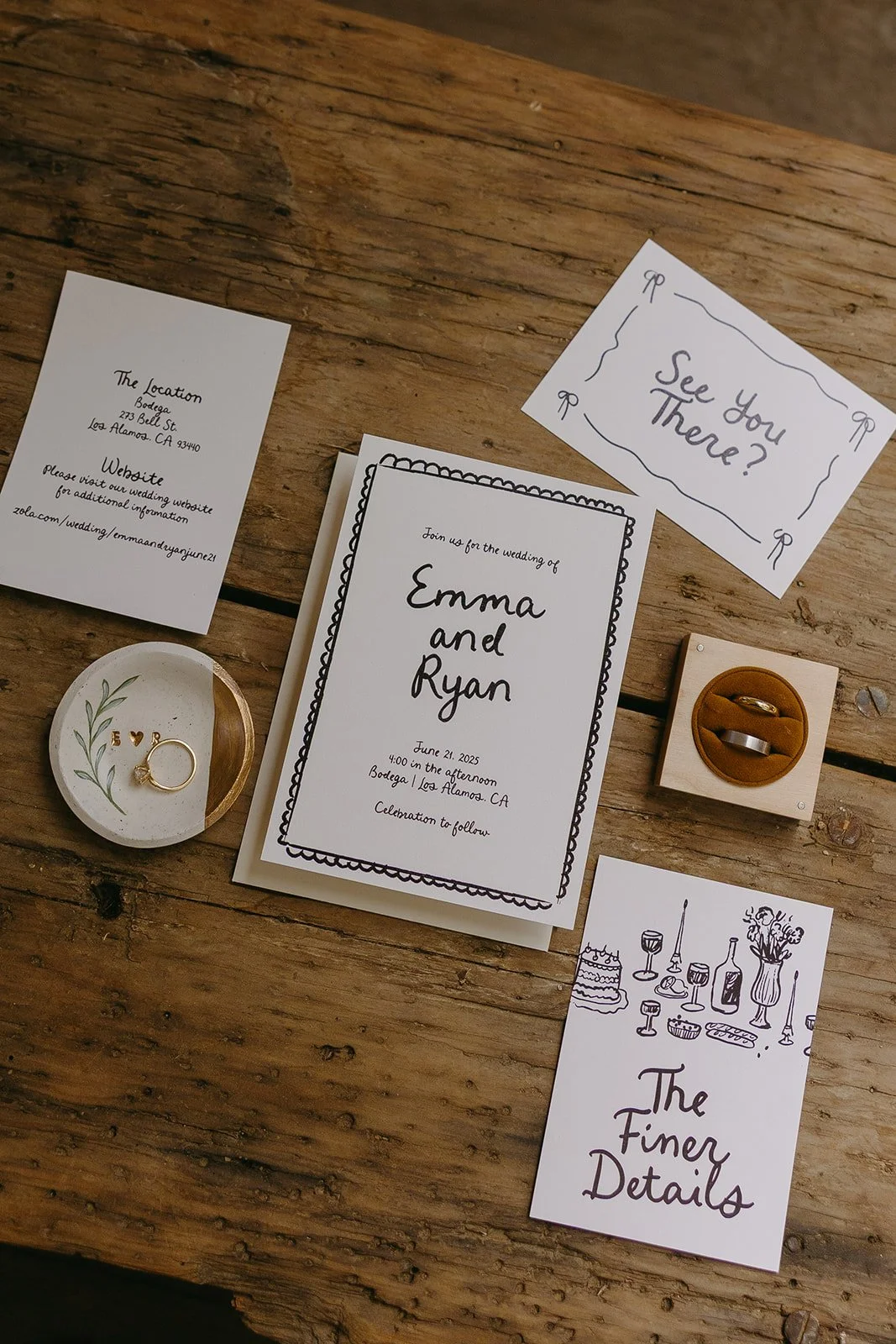 A wedding flat lay from a Santa Barbara wedding