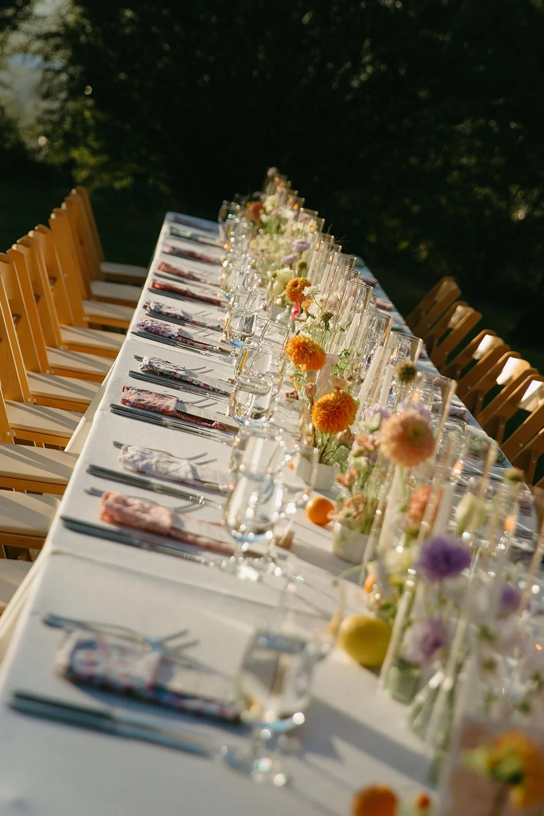 A wedding reception setup at an estate wedding venue