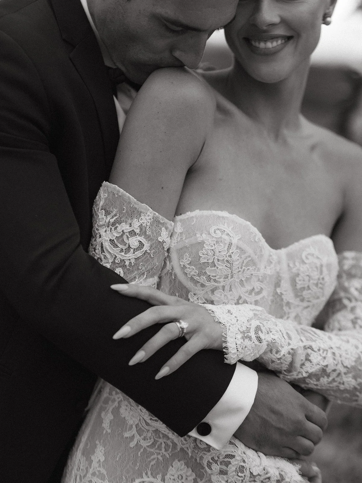 Editorial wedding photos of a bride and groom at their wedding ceremony site