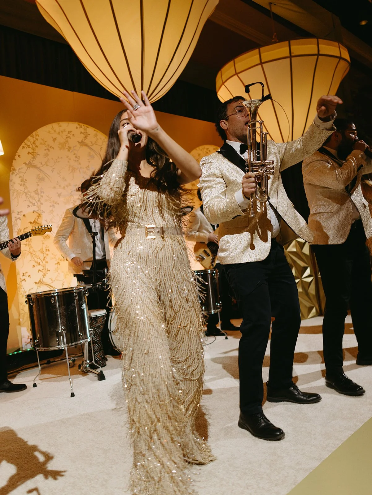 A live band performing at a wedding reception