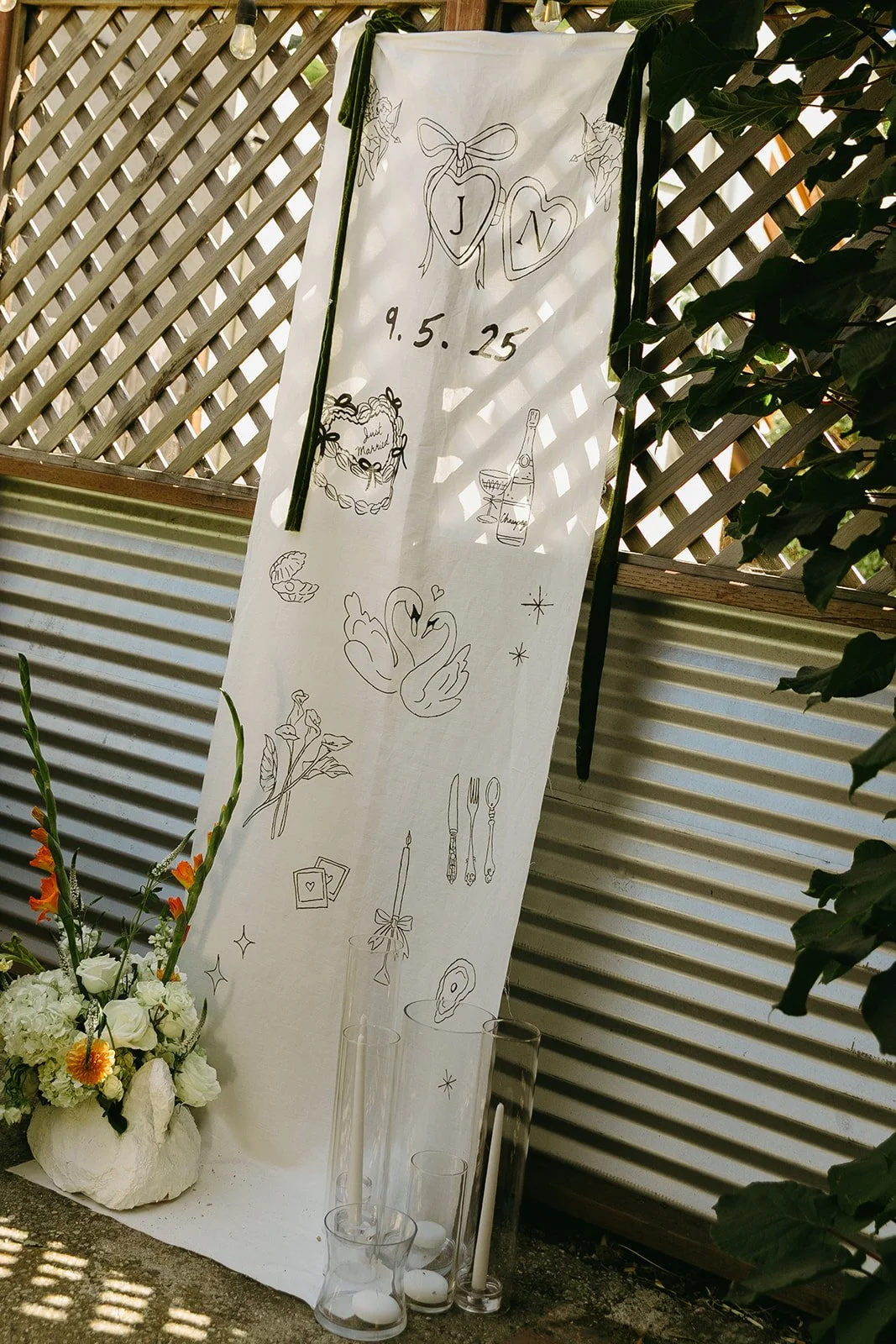 A wedding sign at a restaurant wedding
