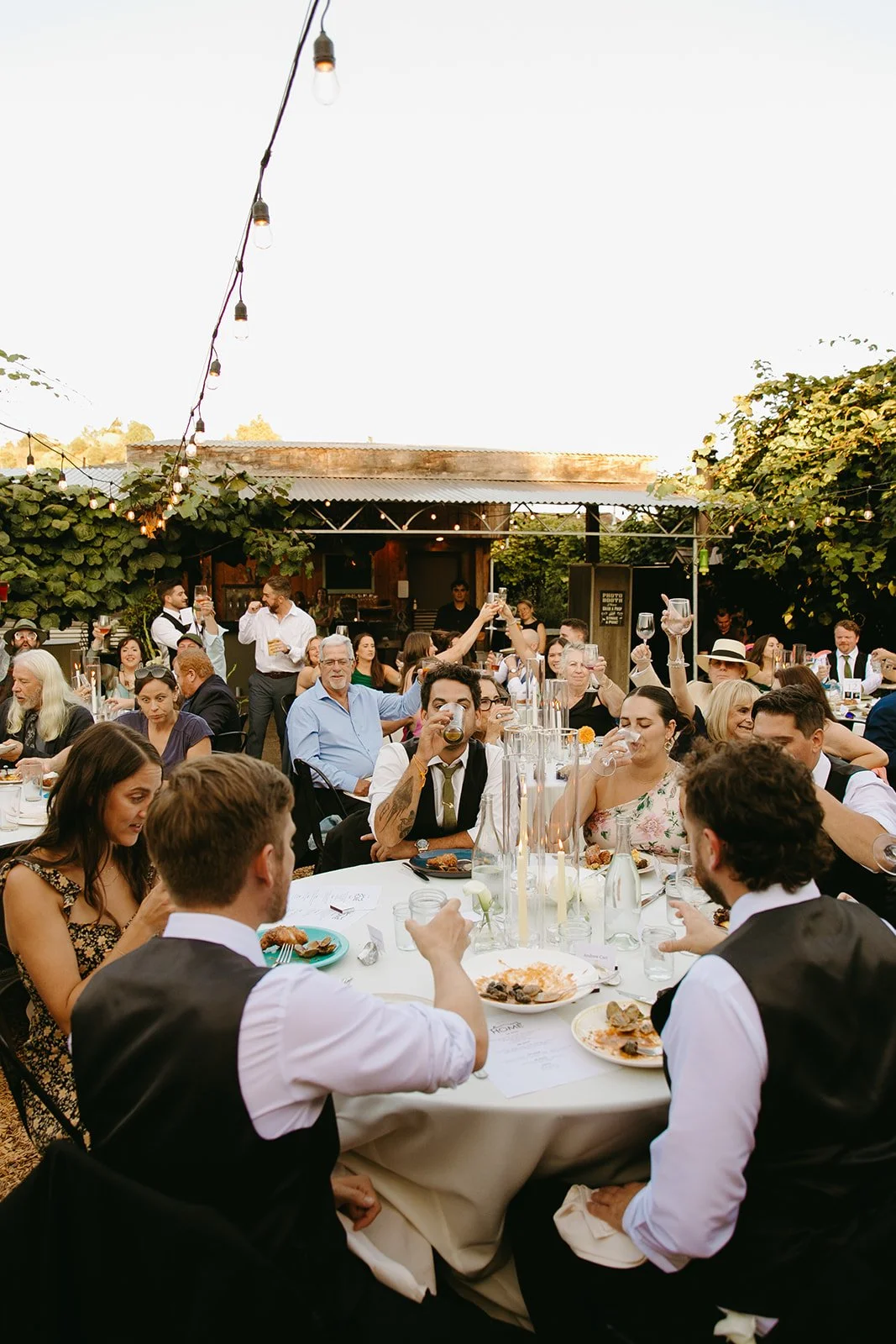 Wedding guests at a restaurant wedding reception