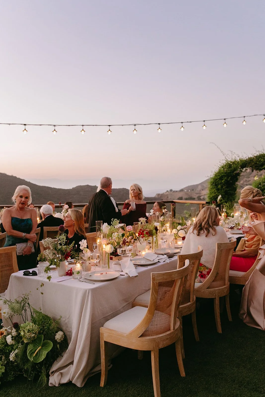 An outdoor wedding reception at Cielo Farms