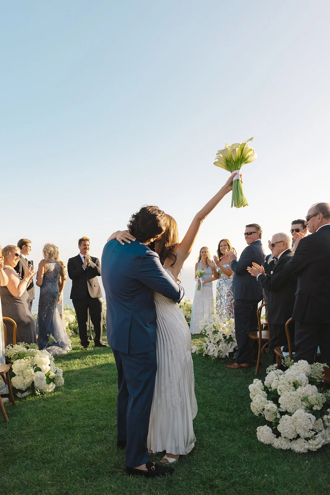 A couple celebrating their wedding ceremony