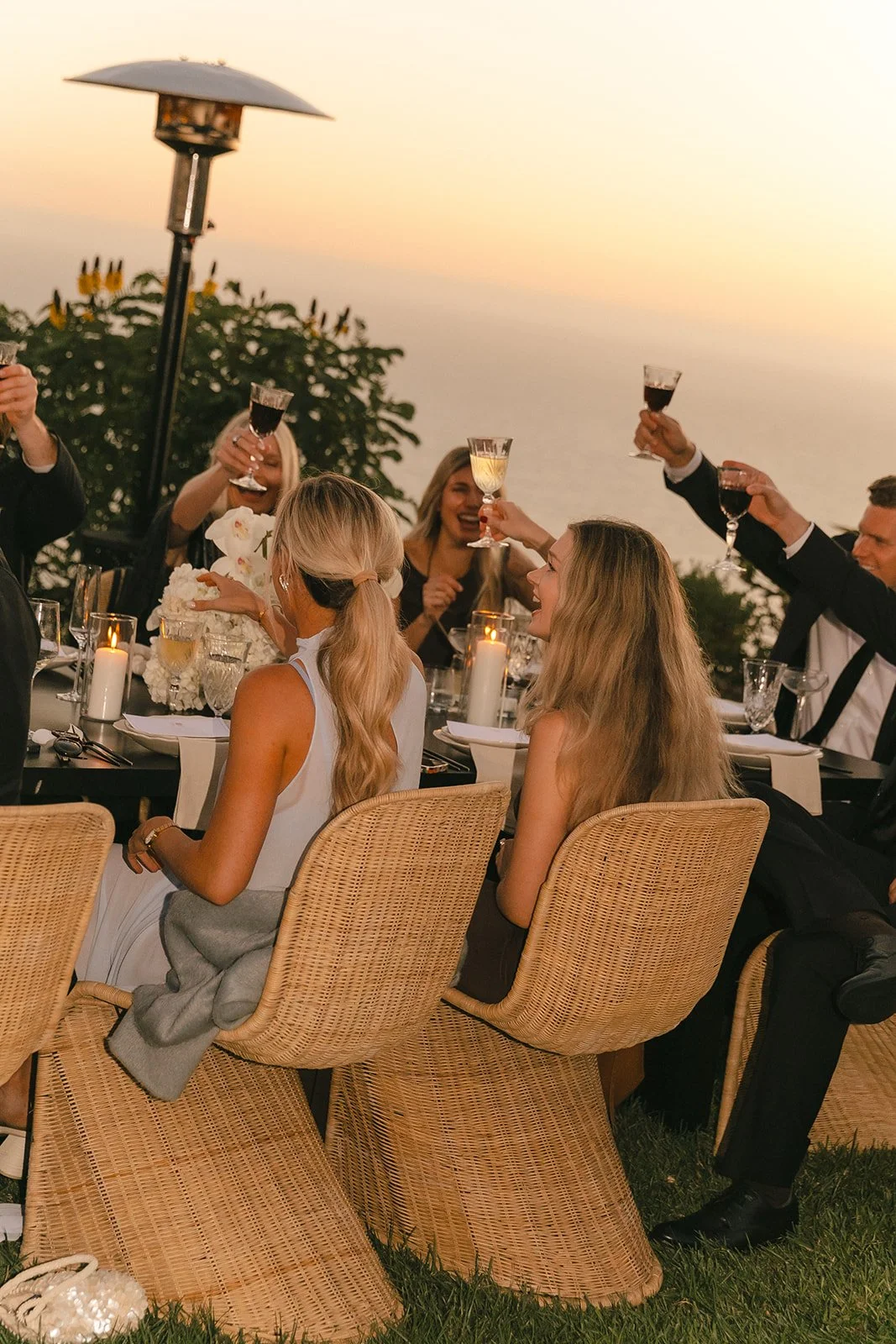 An outdoor wedding reception