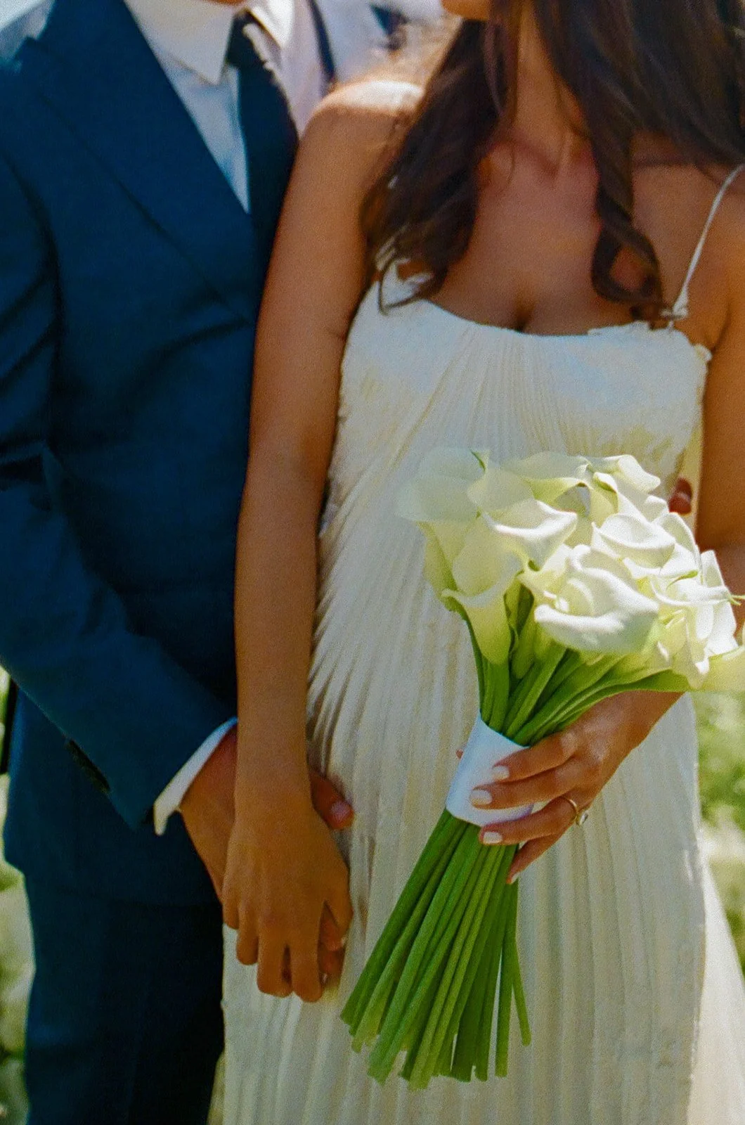 A bride and groom close-up wedding photo